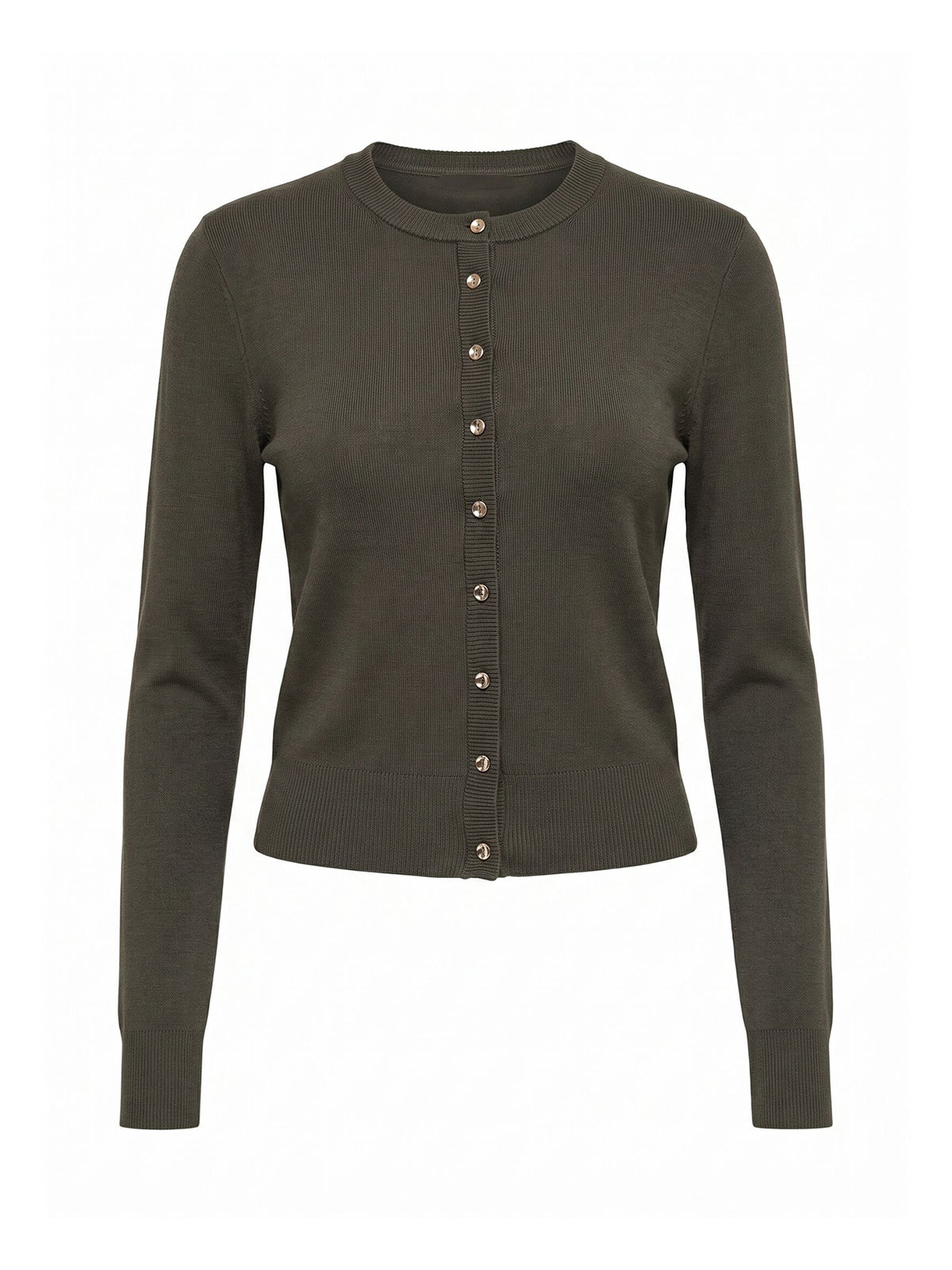 Viscose Rylee Crew Neck Cardigan - Olive Green