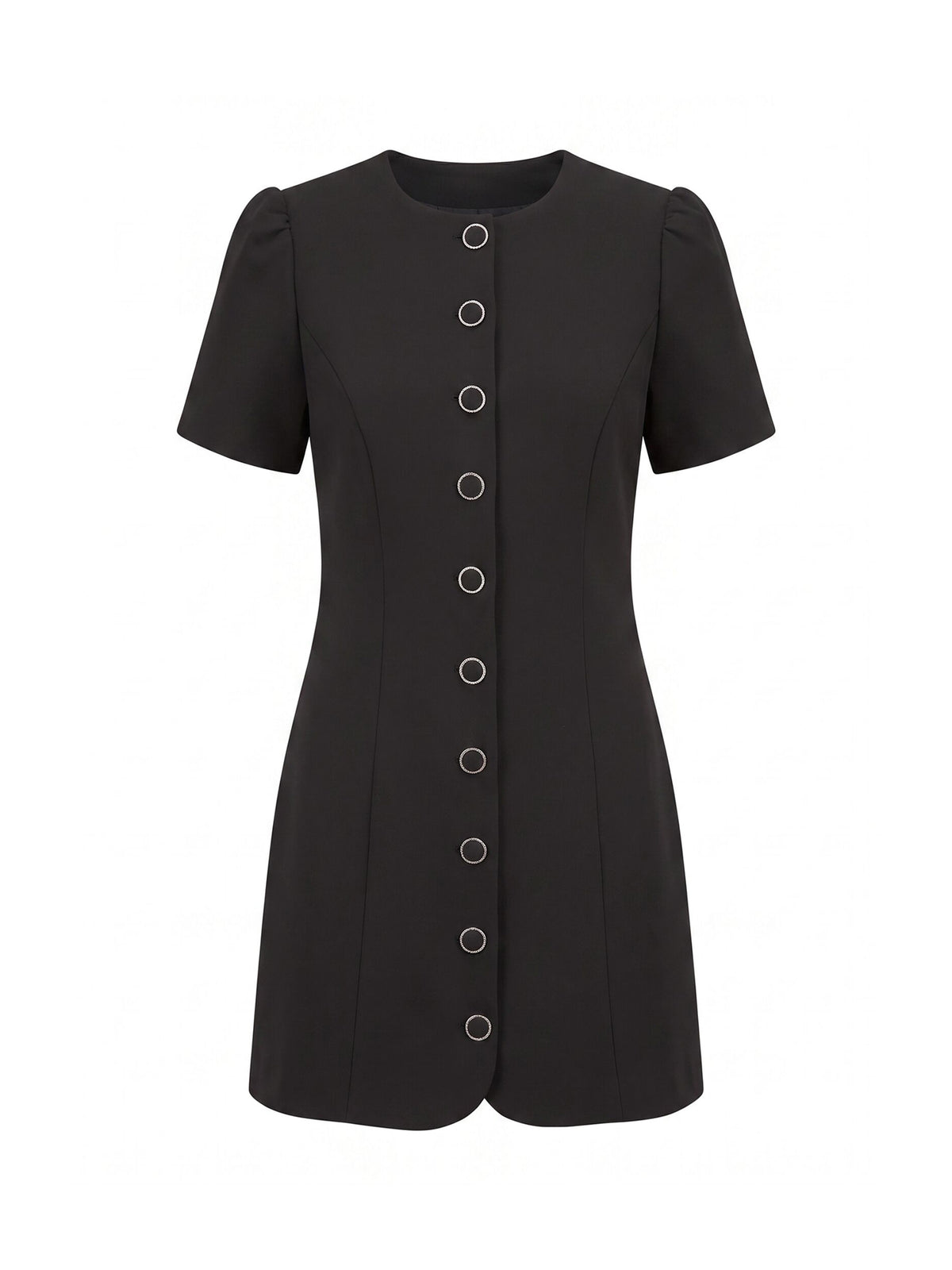 Elinda Button-Up Mini Dress - Black