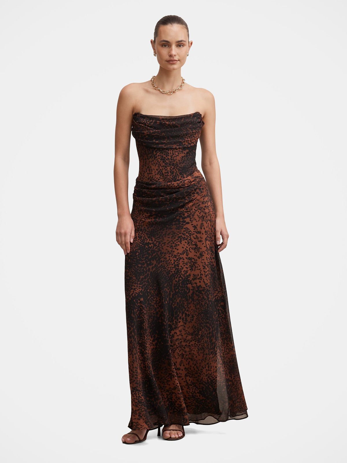 Gwynne Draped Strapless Maxi Dress - Flecked Spot