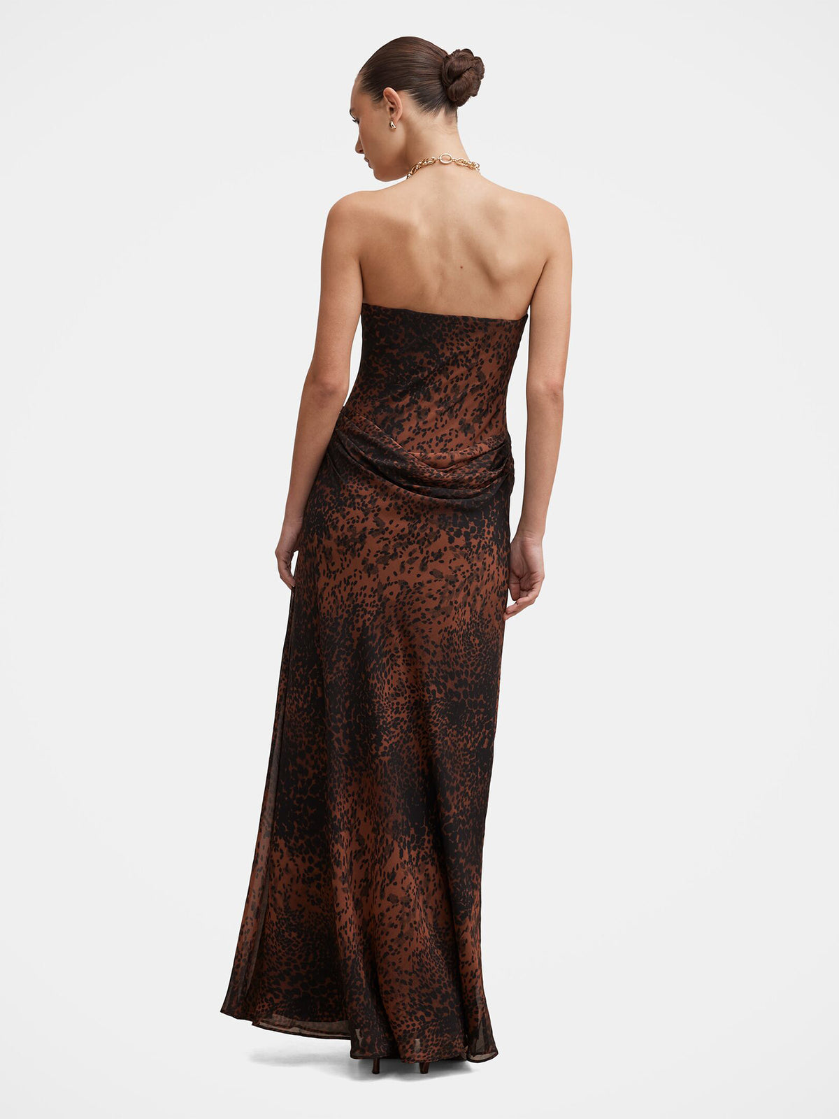 Gwynne Draped Strapless Maxi Dress - Flecked Spot