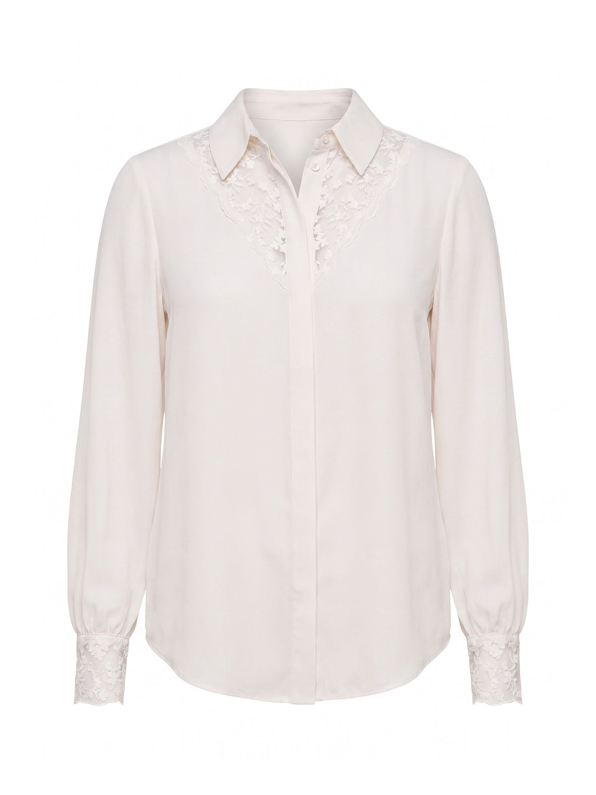 Hannah Lace Trim Shirt - Neutral