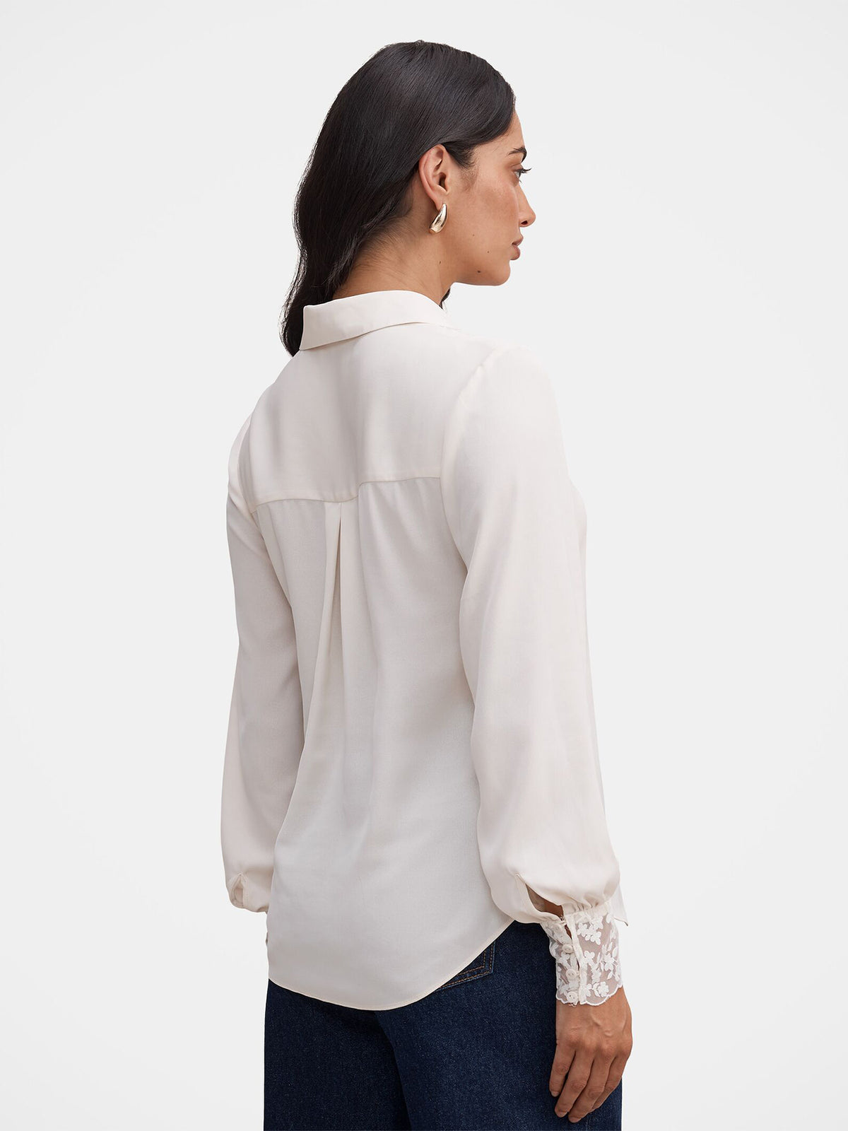 Hannah Lace Trim Shirt - Neutral