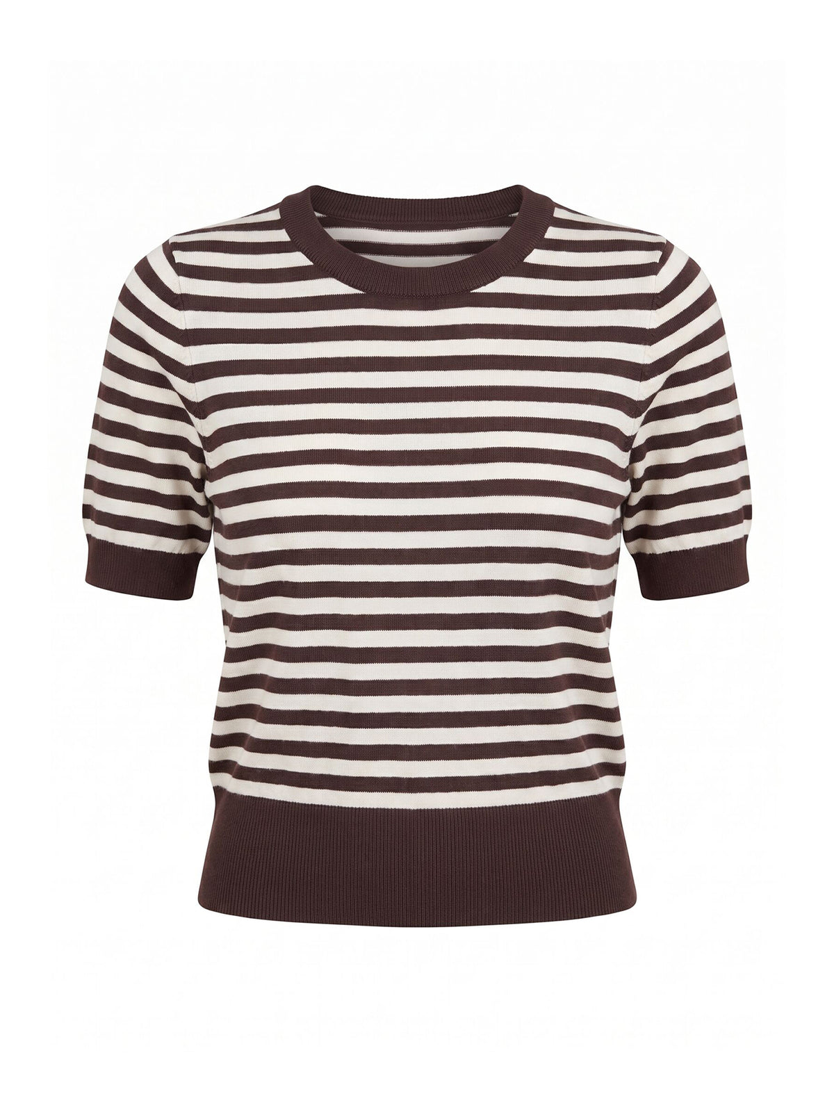 Viscose Maisie Striped Short-Sleeved T-Shirt - Chocolate