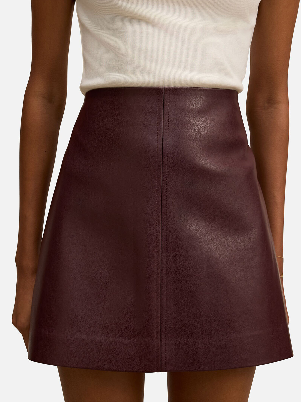 Renee Petite Vegan Leather Skirt - Berry