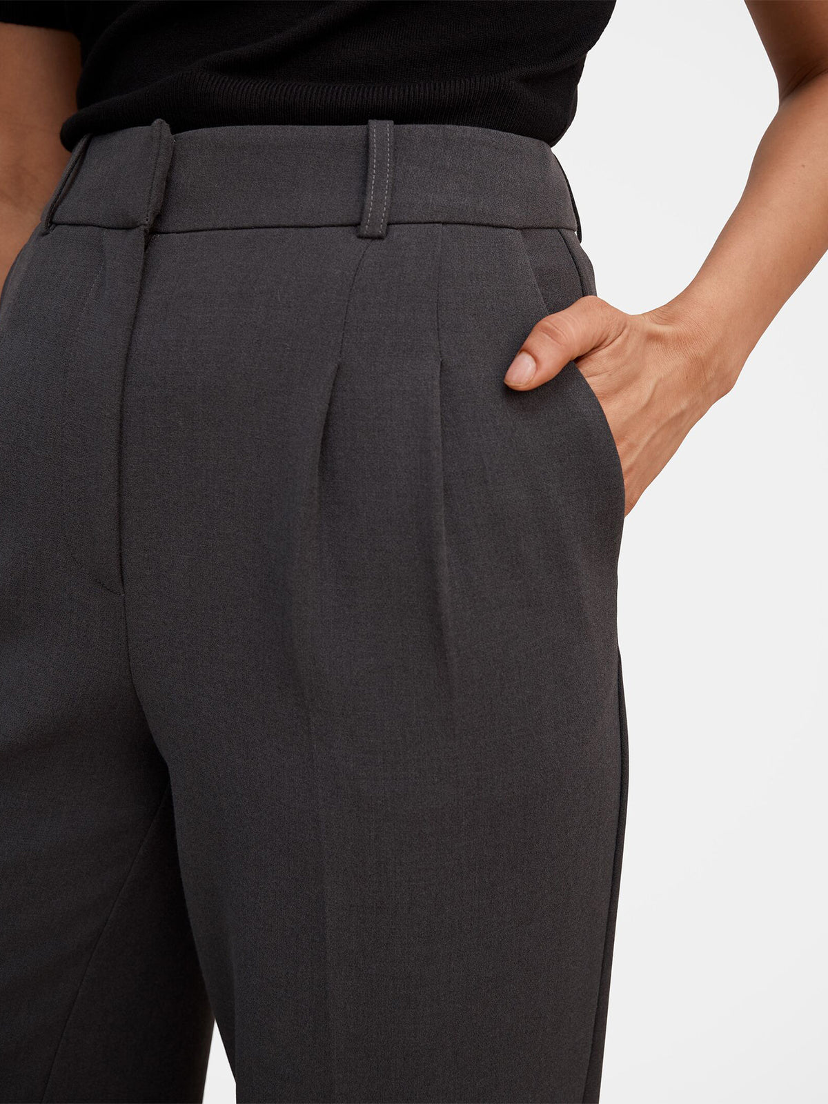 Eva Wide Leg Trousers - Grey Marl