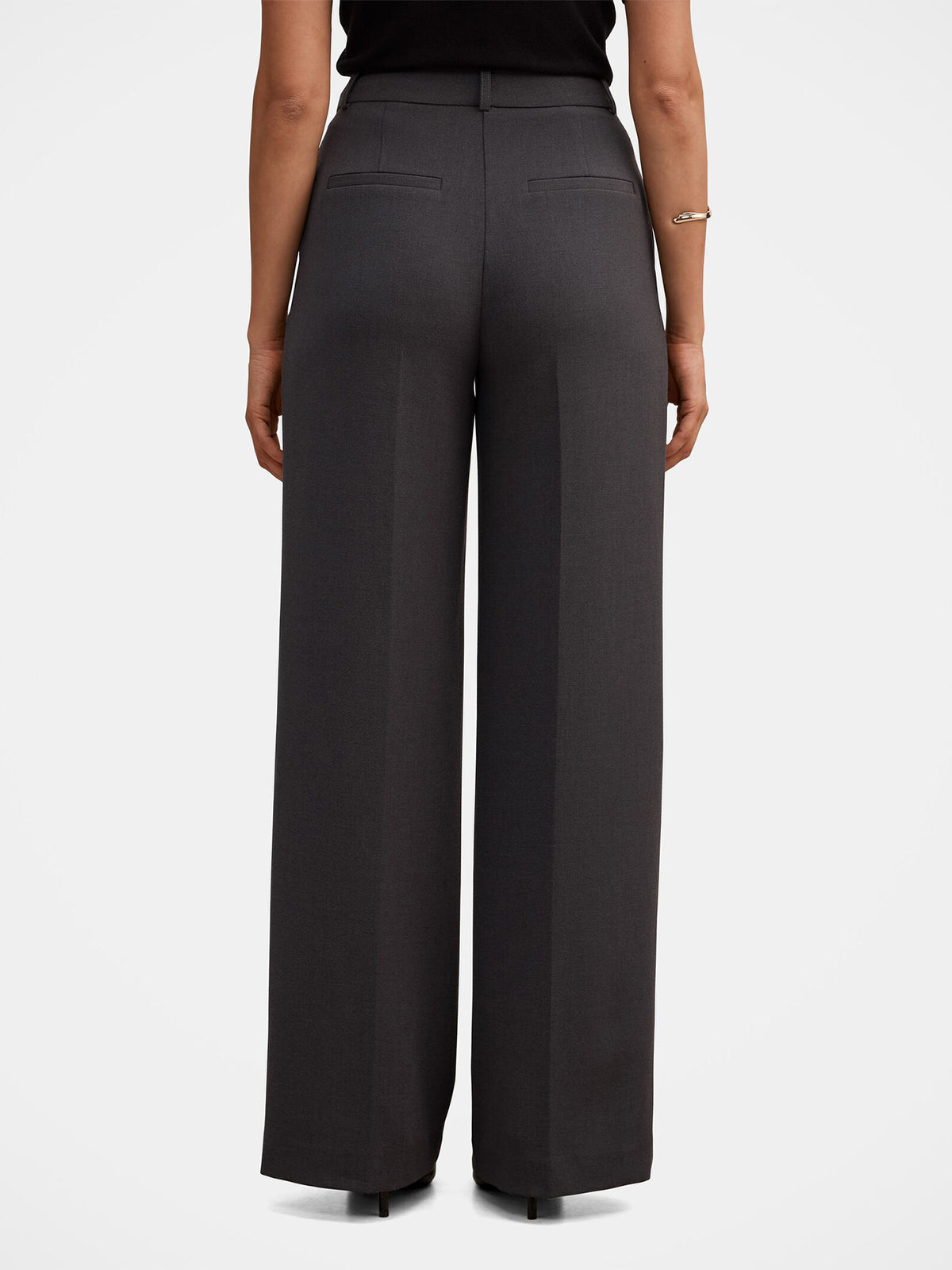 Eva Wide Leg Trousers - Grey Marl