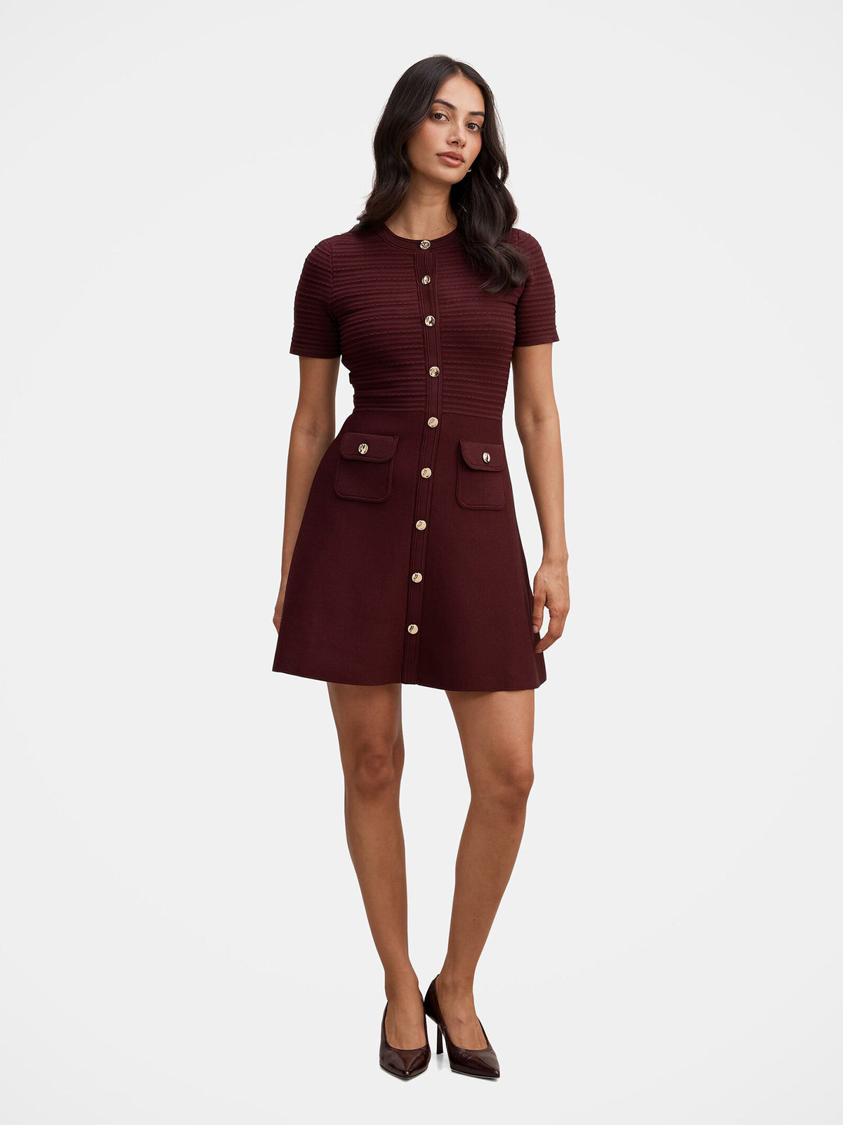 Anika Stitch Interest Knitted Mini Dress