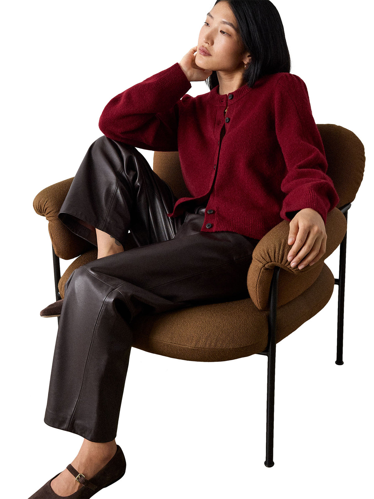 6Wool Mix Puff Sleeve Cardigan