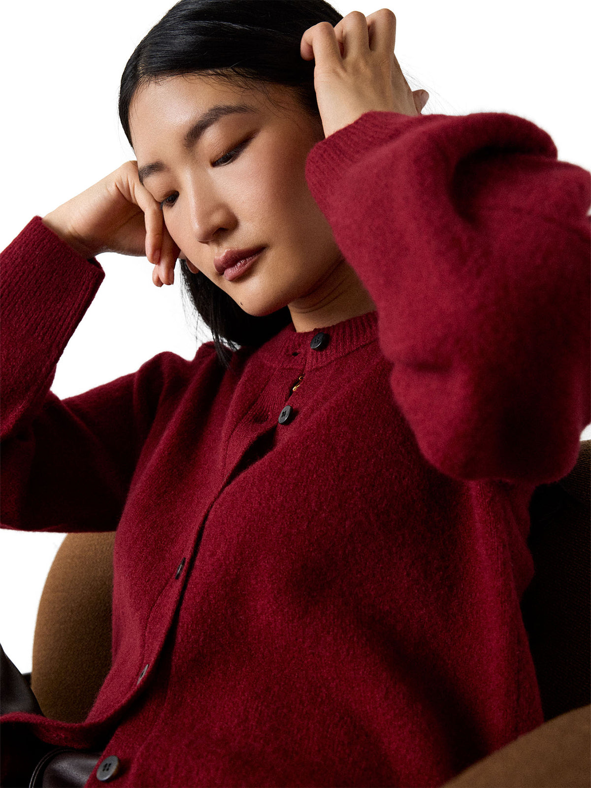 6Wool Mix Puff Sleeve Cardigan