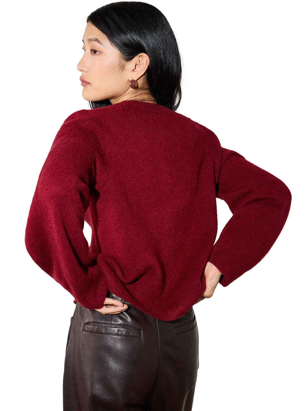 6Wool Mix Puff Sleeve Cardigan