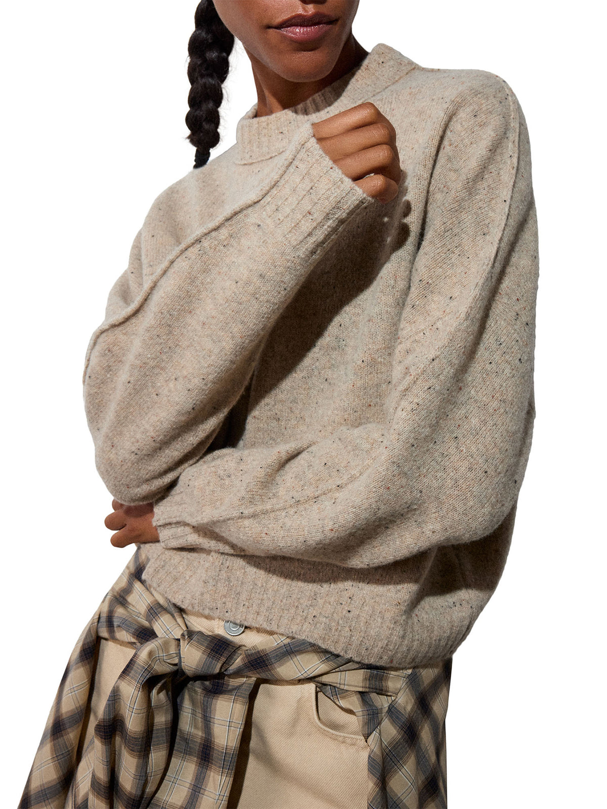 Wool Curved Hem Knit
