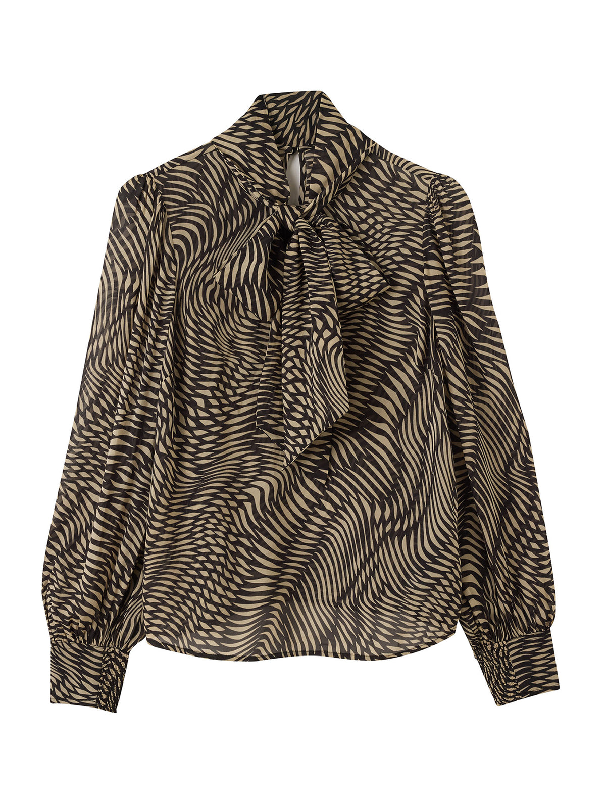 Geo Sheer Cuffed Blouse
