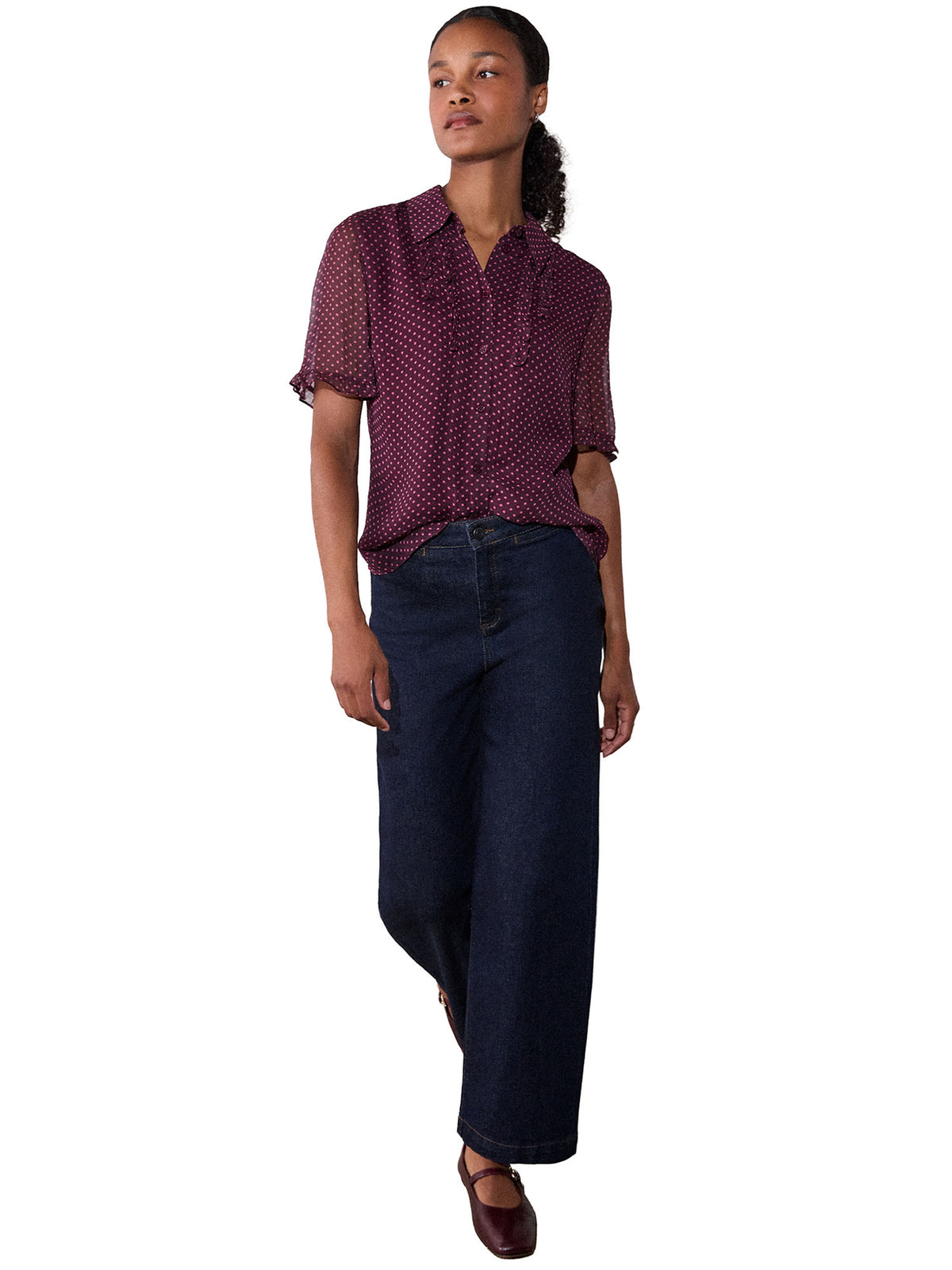 Polka Dot Sheer Sleeve Shirt