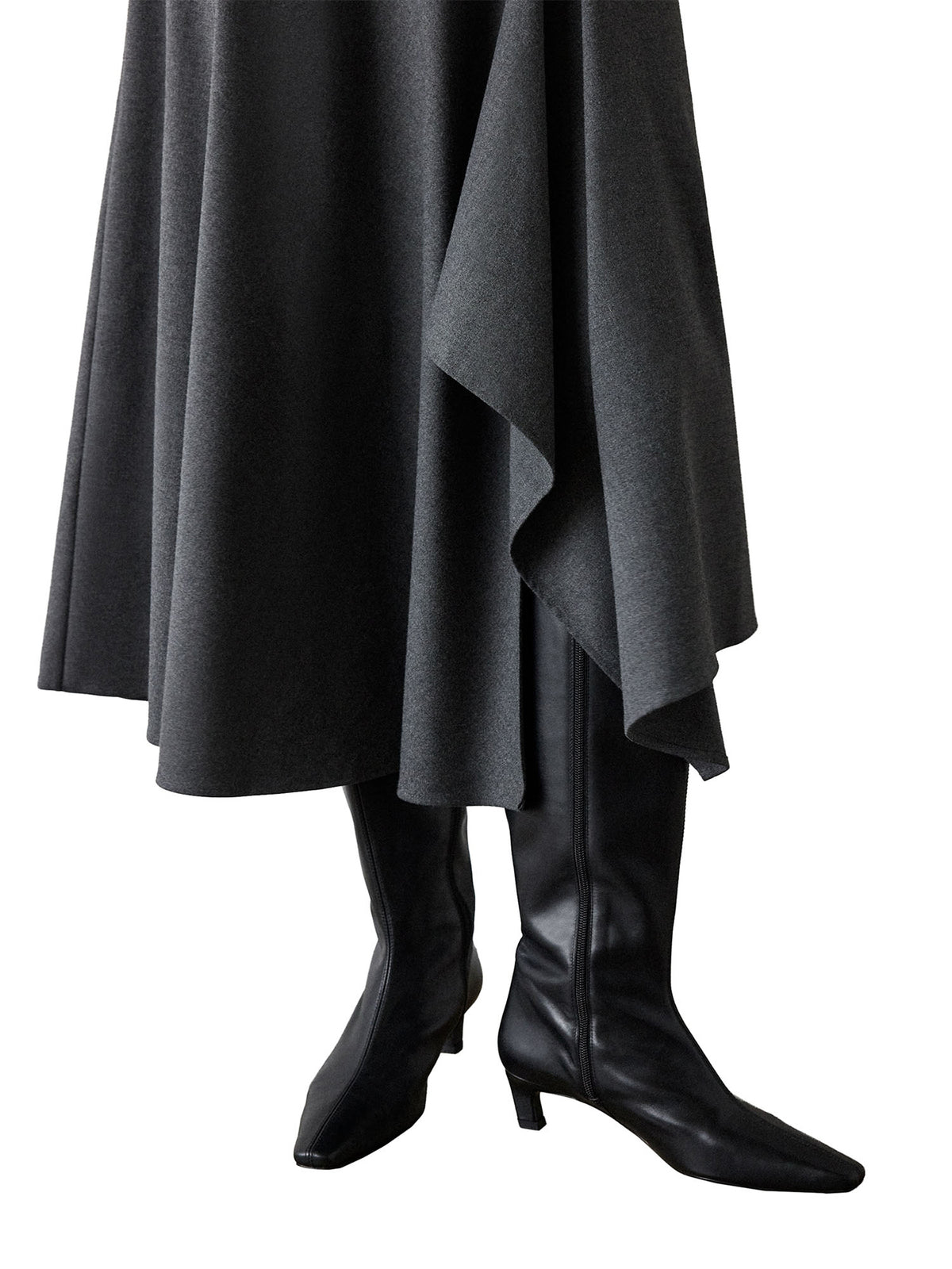 Heeled Leather Knee High Boot