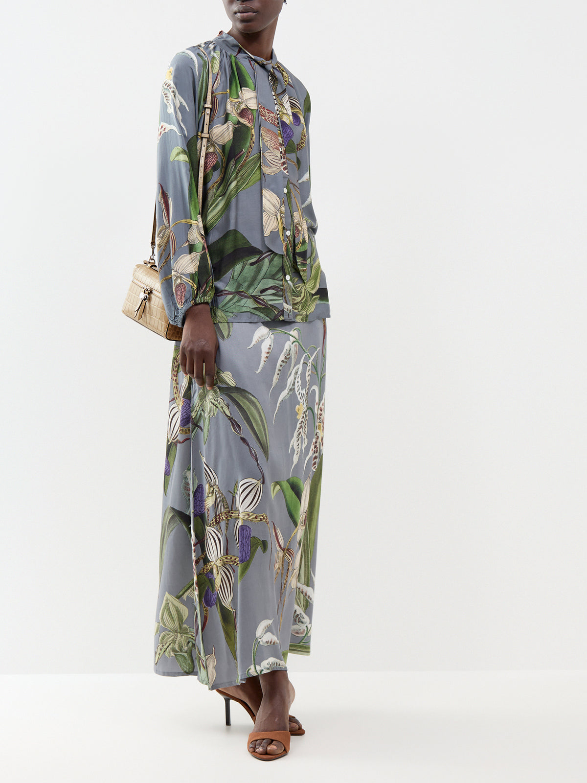 Orchid TENCEL A-Line Maxi Skirt - Grey