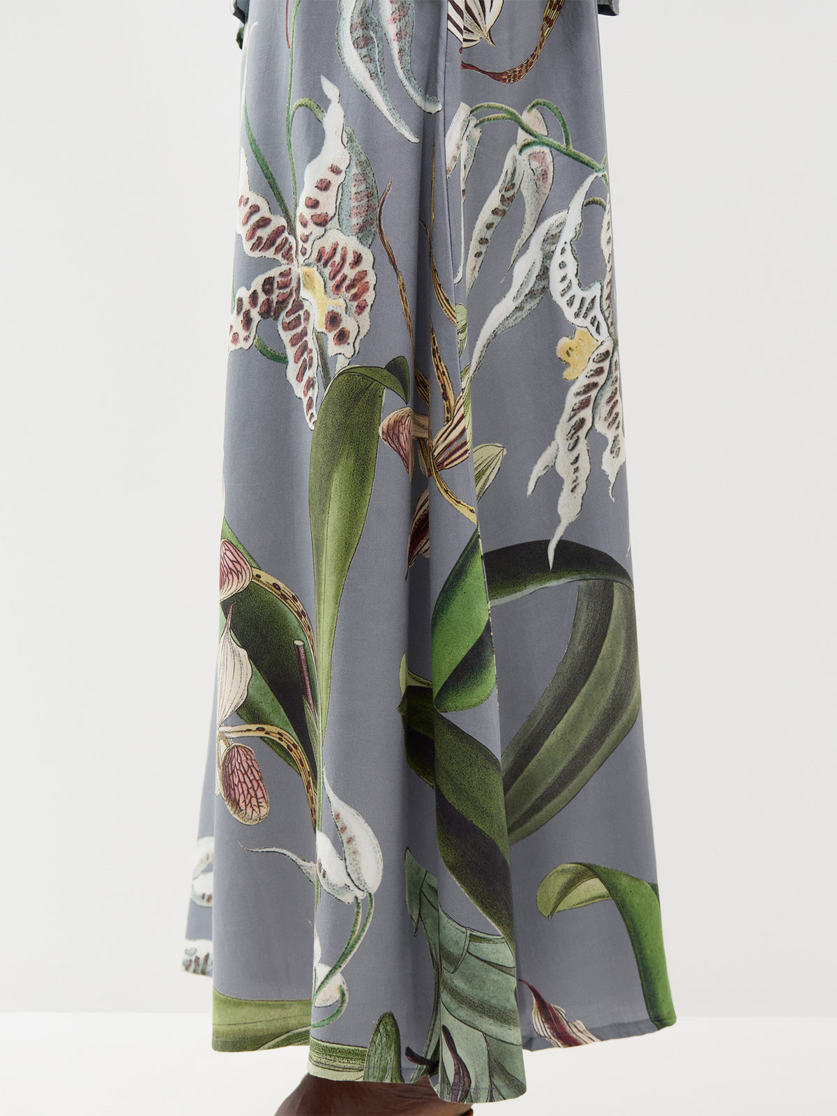 Orchid TENCEL A-Line Maxi Skirt - Grey
