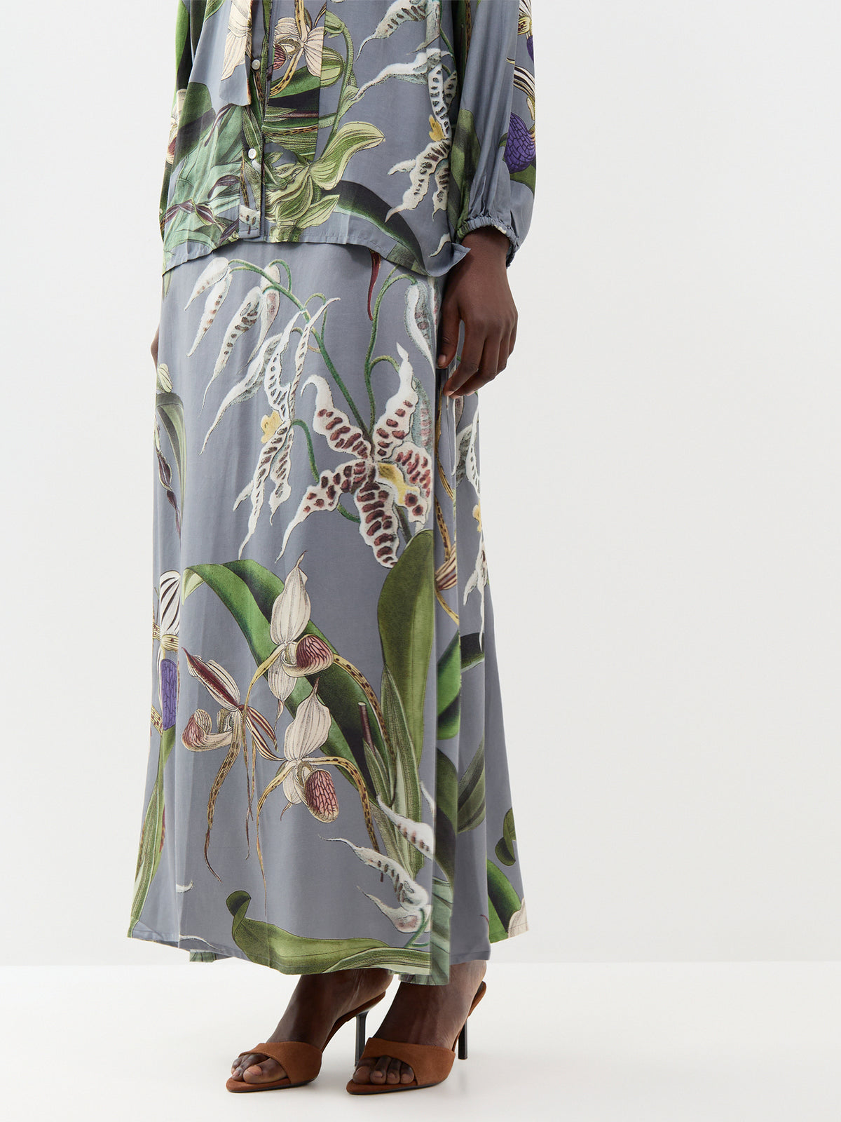 Orchid TENCEL A-Line Maxi Skirt - Grey