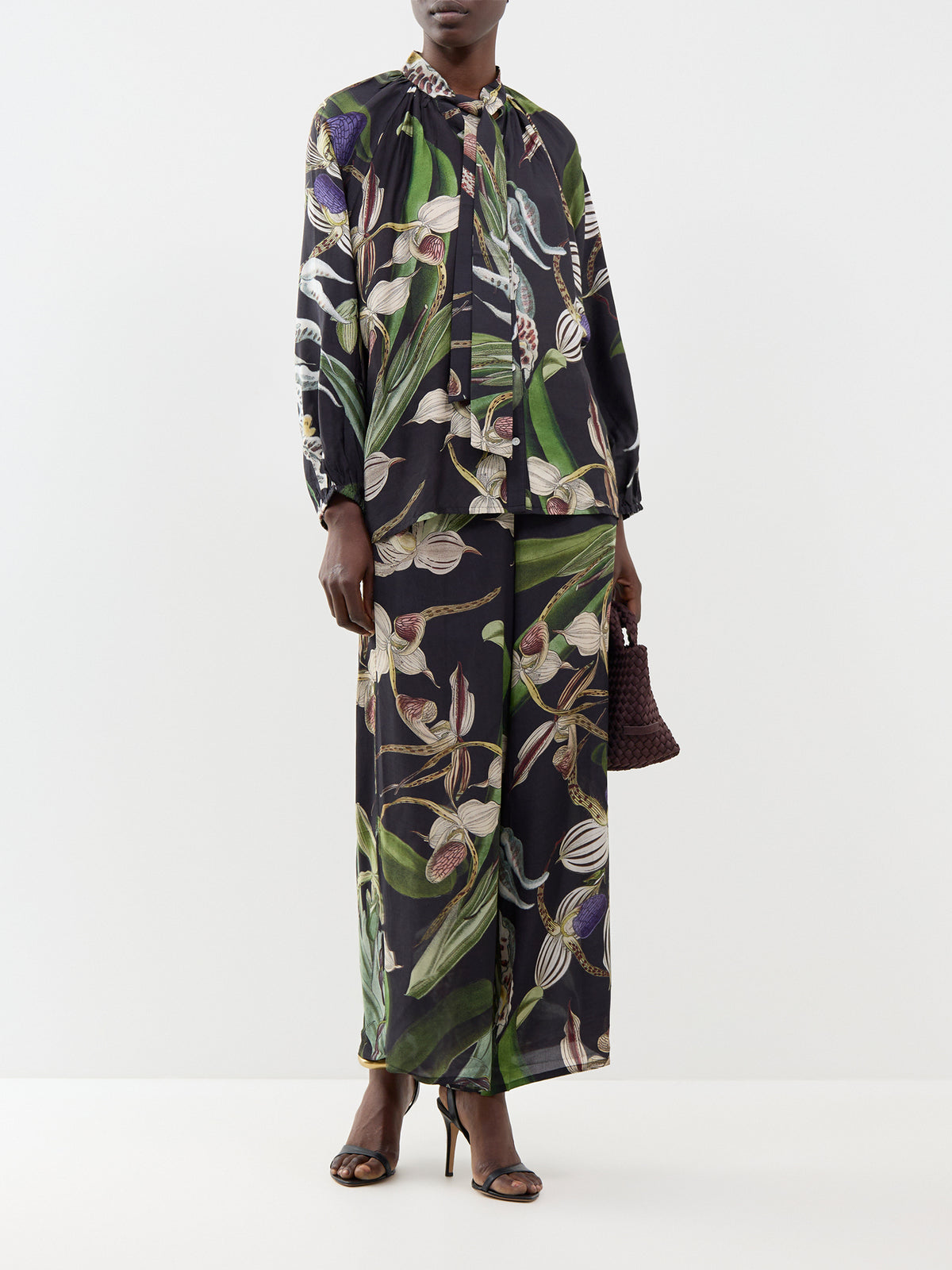 Orchid Crepe Palazzo Trousers - Black