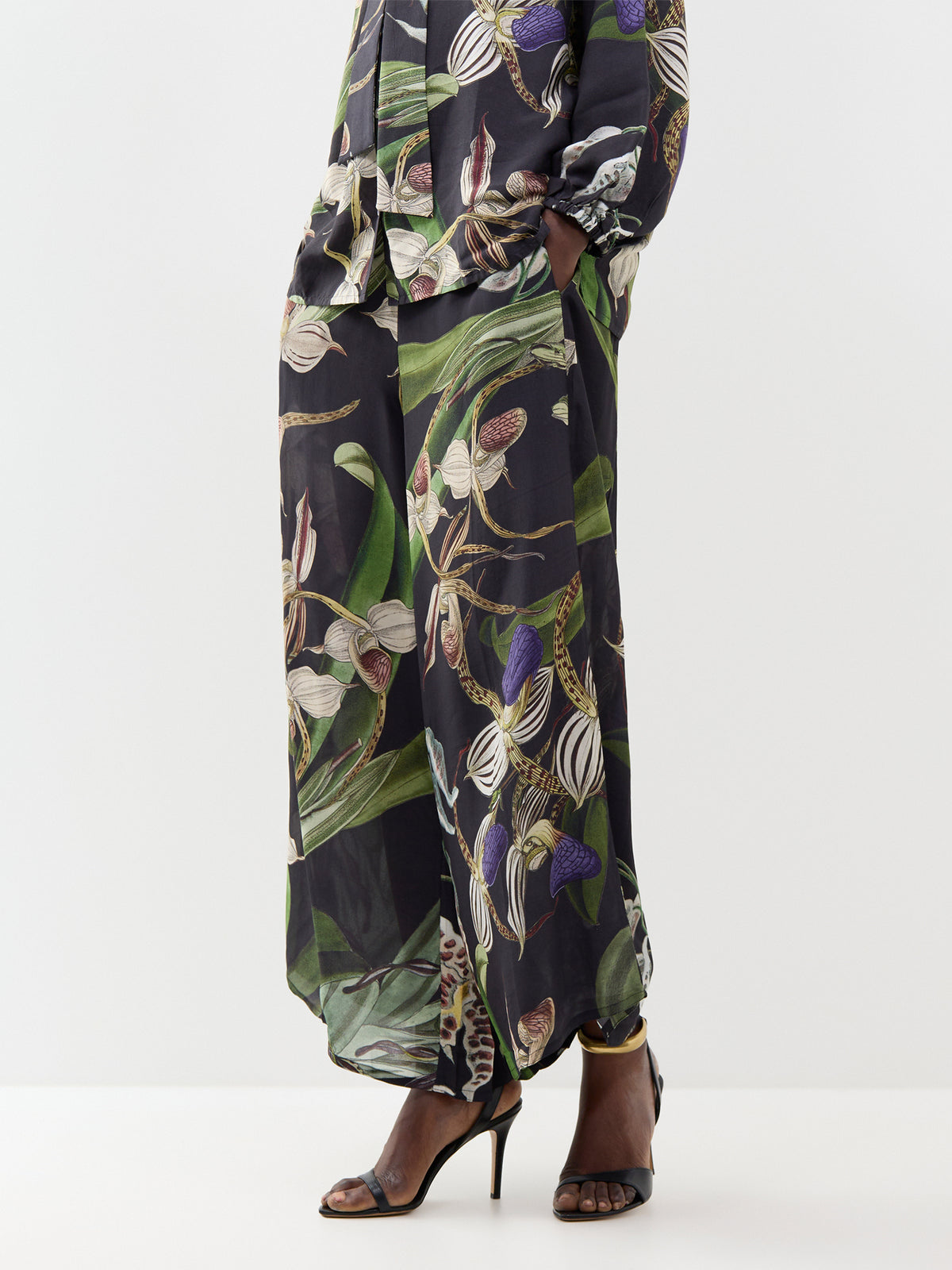 Orchid Crepe Palazzo Trousers - Black