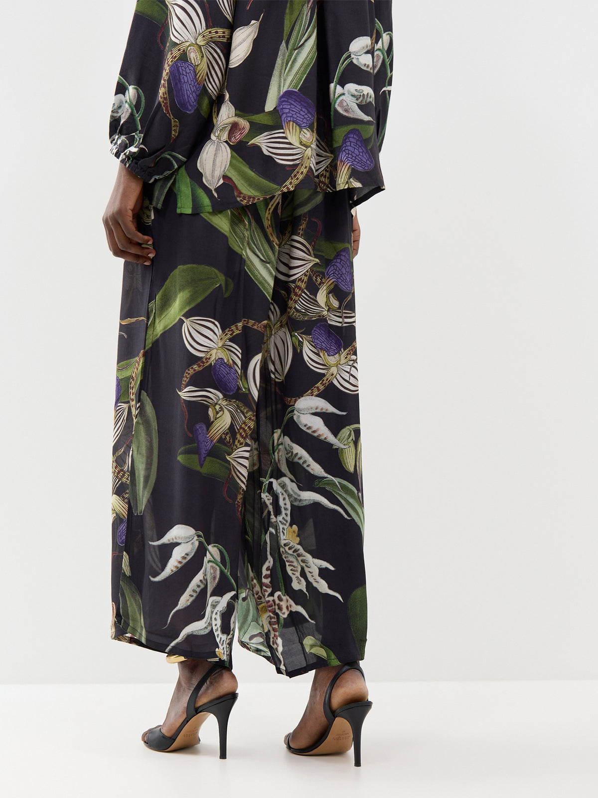 Orchid Crepe Palazzo Trousers - Black