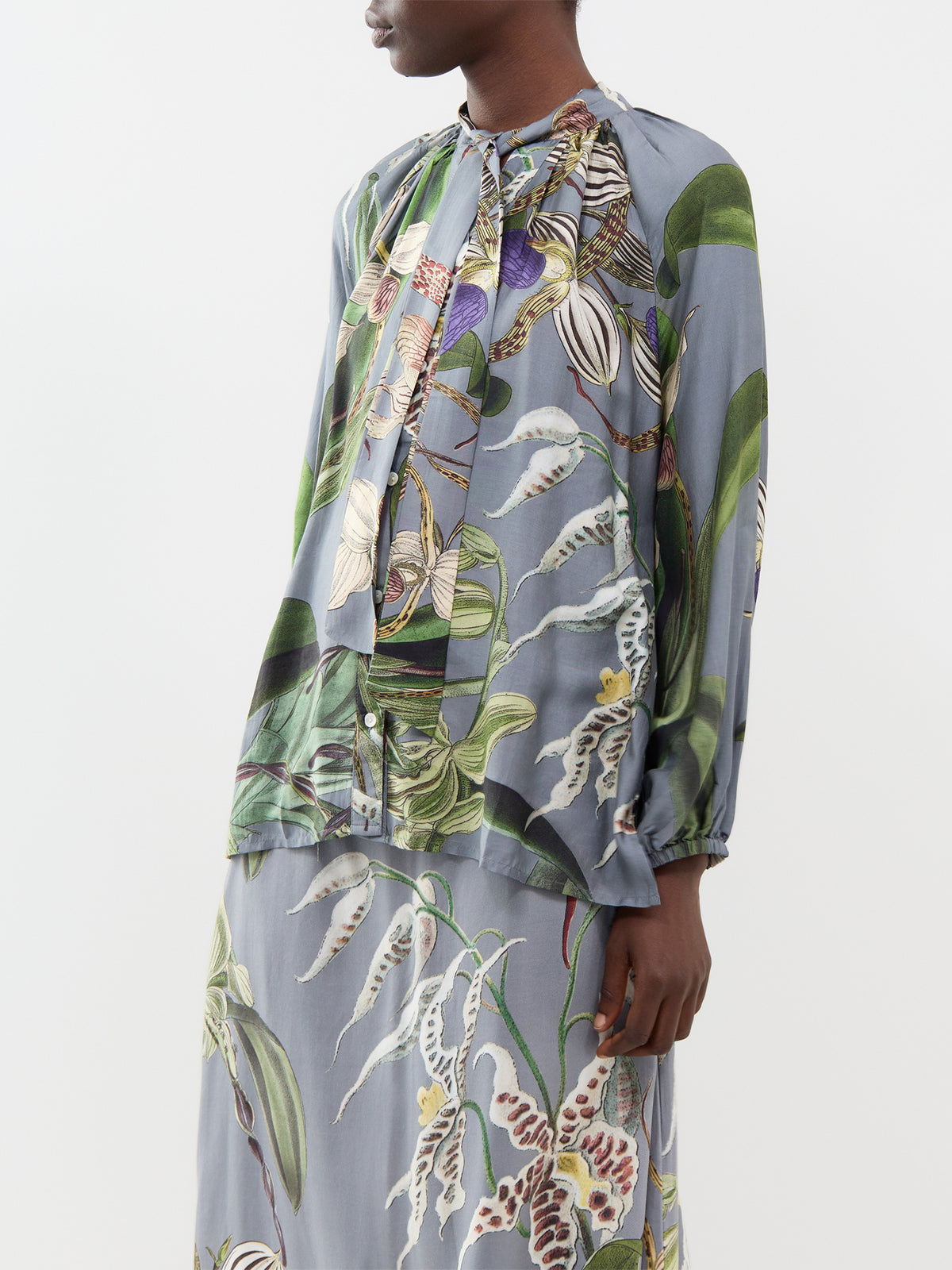 Orchid Pussybow Blouse - Grey