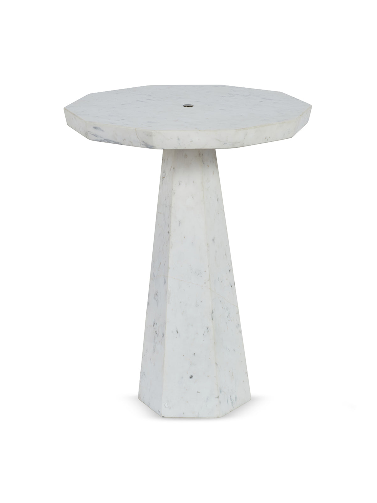 Facet LED Marble Side Table Lamp – White