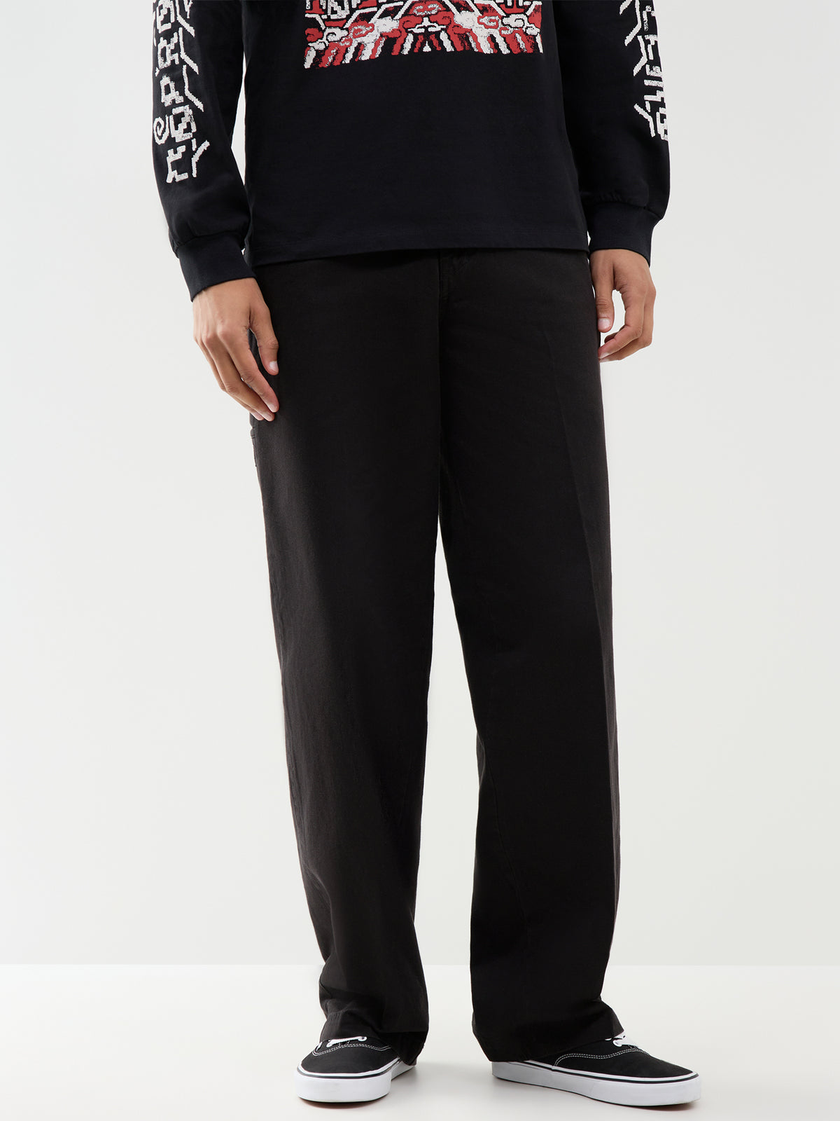 247 Loose Garment-Dyed Cotton Work Trousers - Black