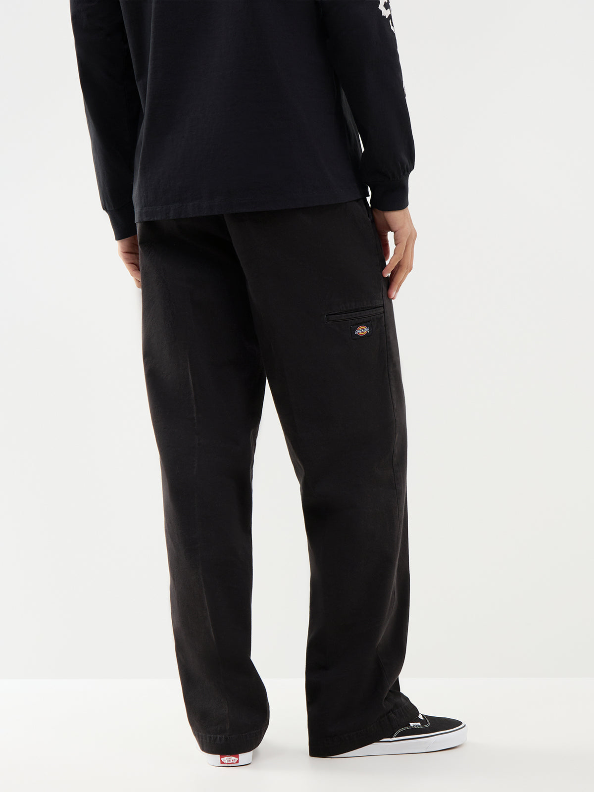 247 Loose Garment-Dyed Cotton Work Trousers - Black