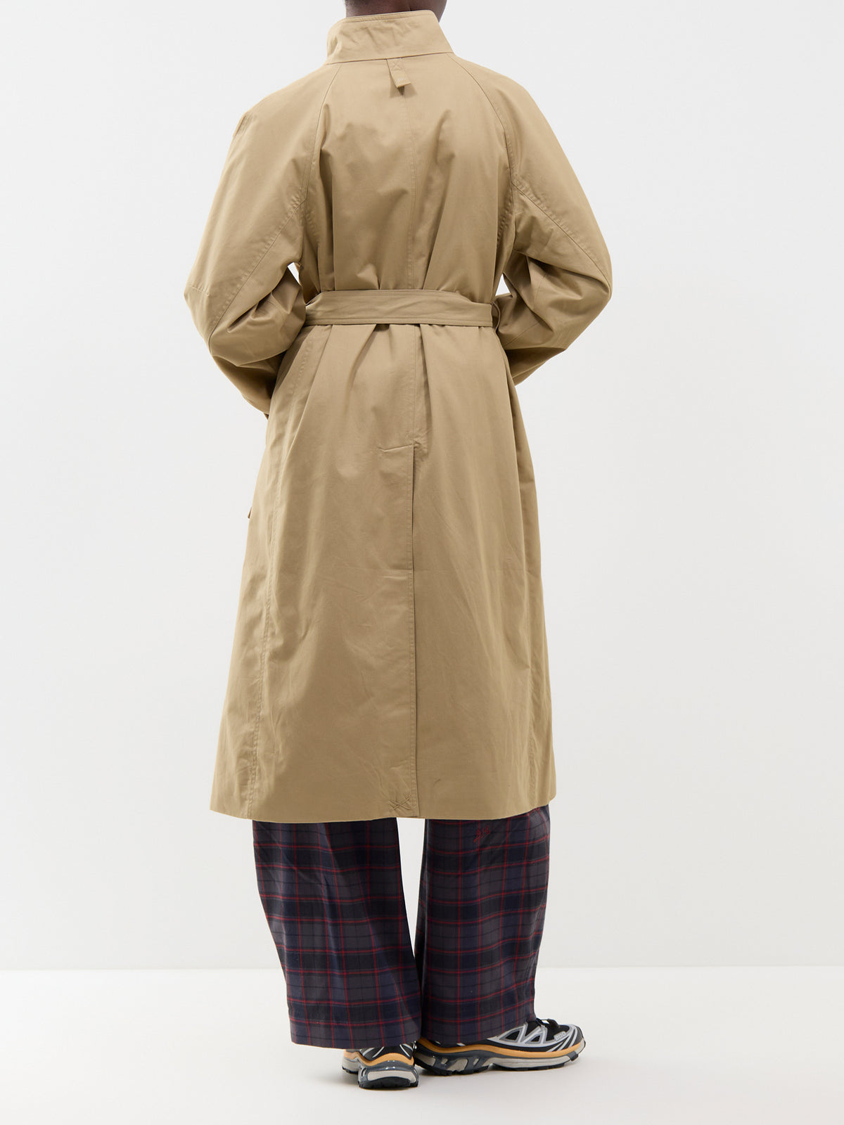 Jasmine Organic Cotton Checked Trench Coat - Barley