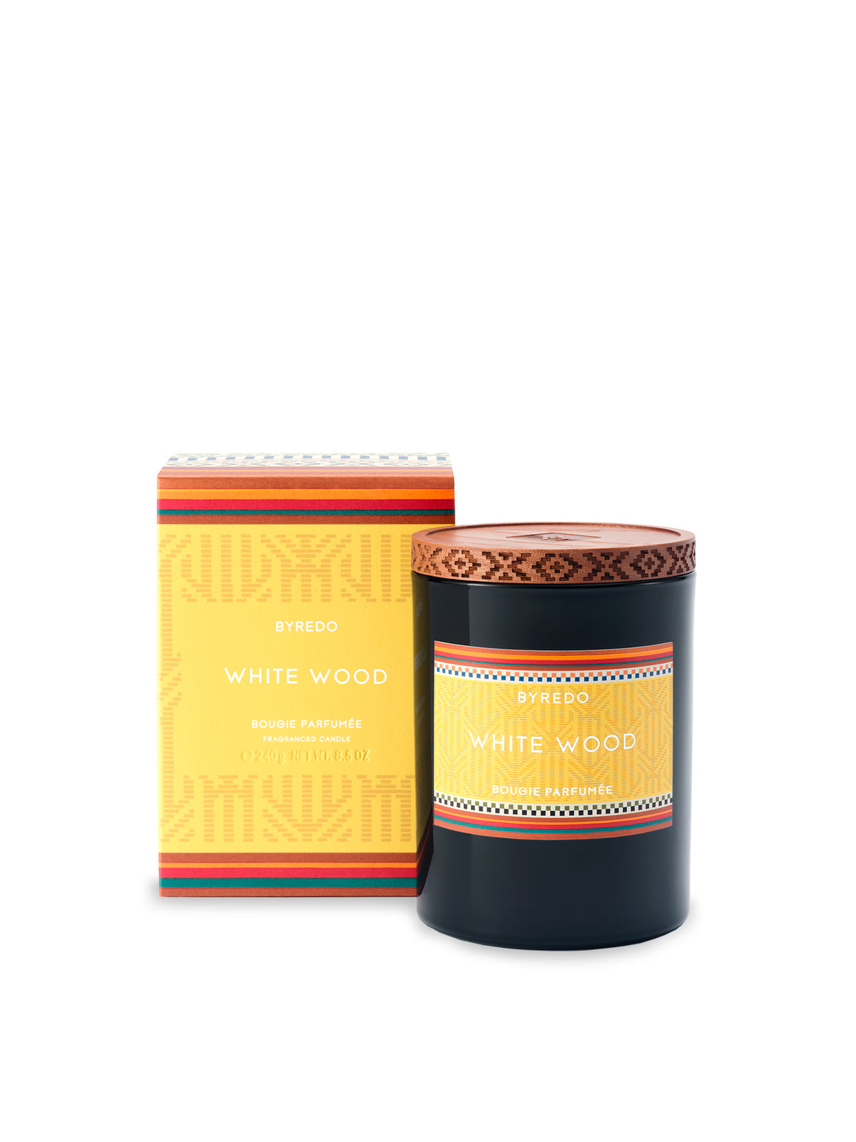 White Wood Scented Candle with Lid 240g