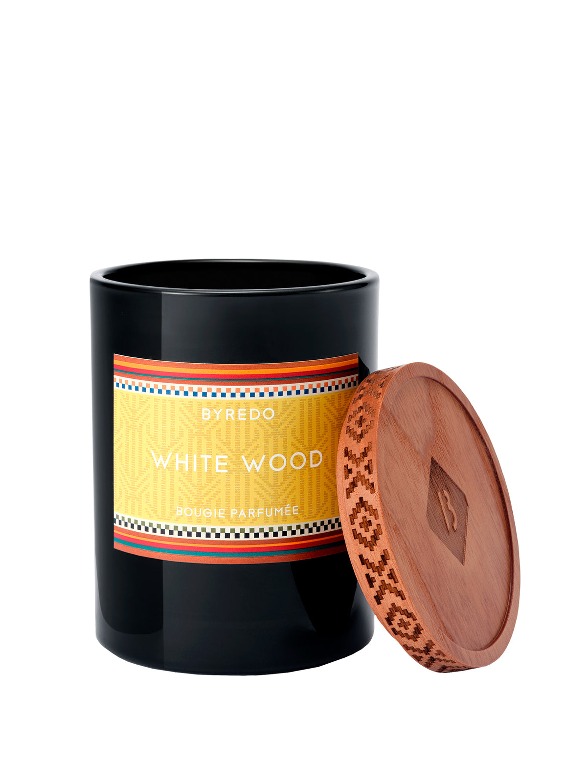 White Wood Scented Candle with Lid 240g
