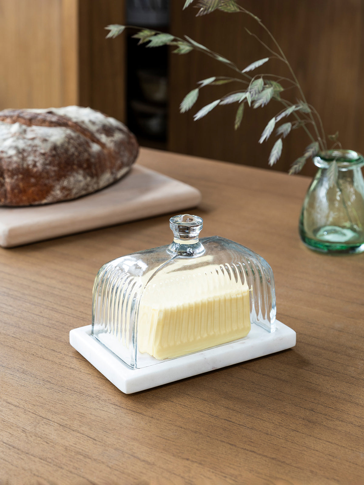 Brompton Marble and Glass Butter Dish