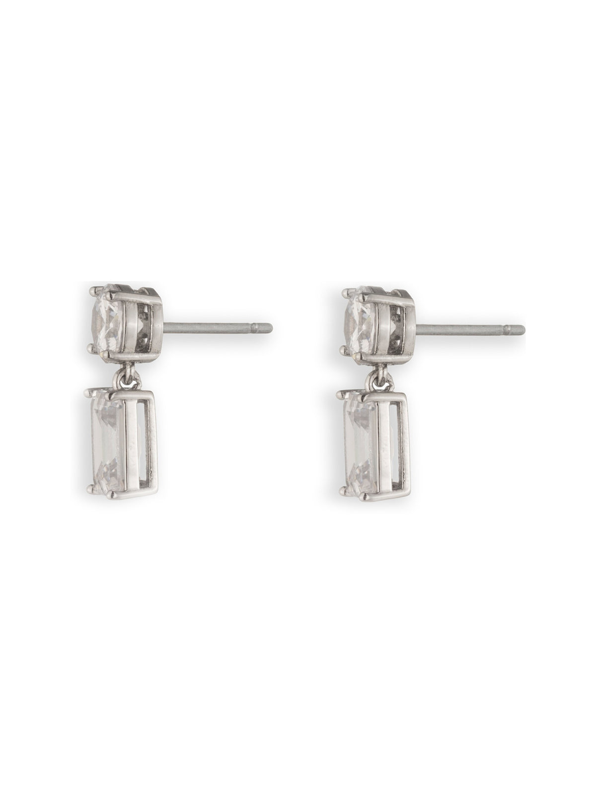 Cubic Zirconia Post Drop Earrings