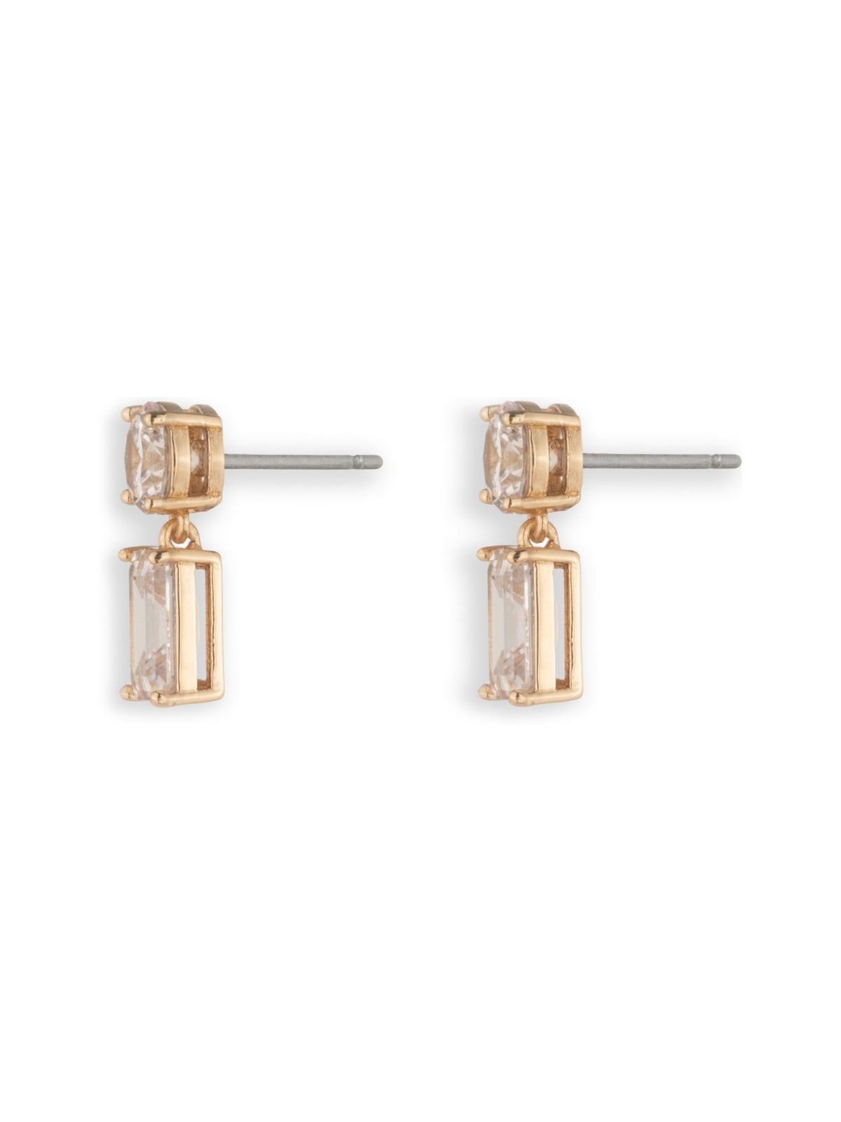 Cubic Zirconia Post Drop Earrings
