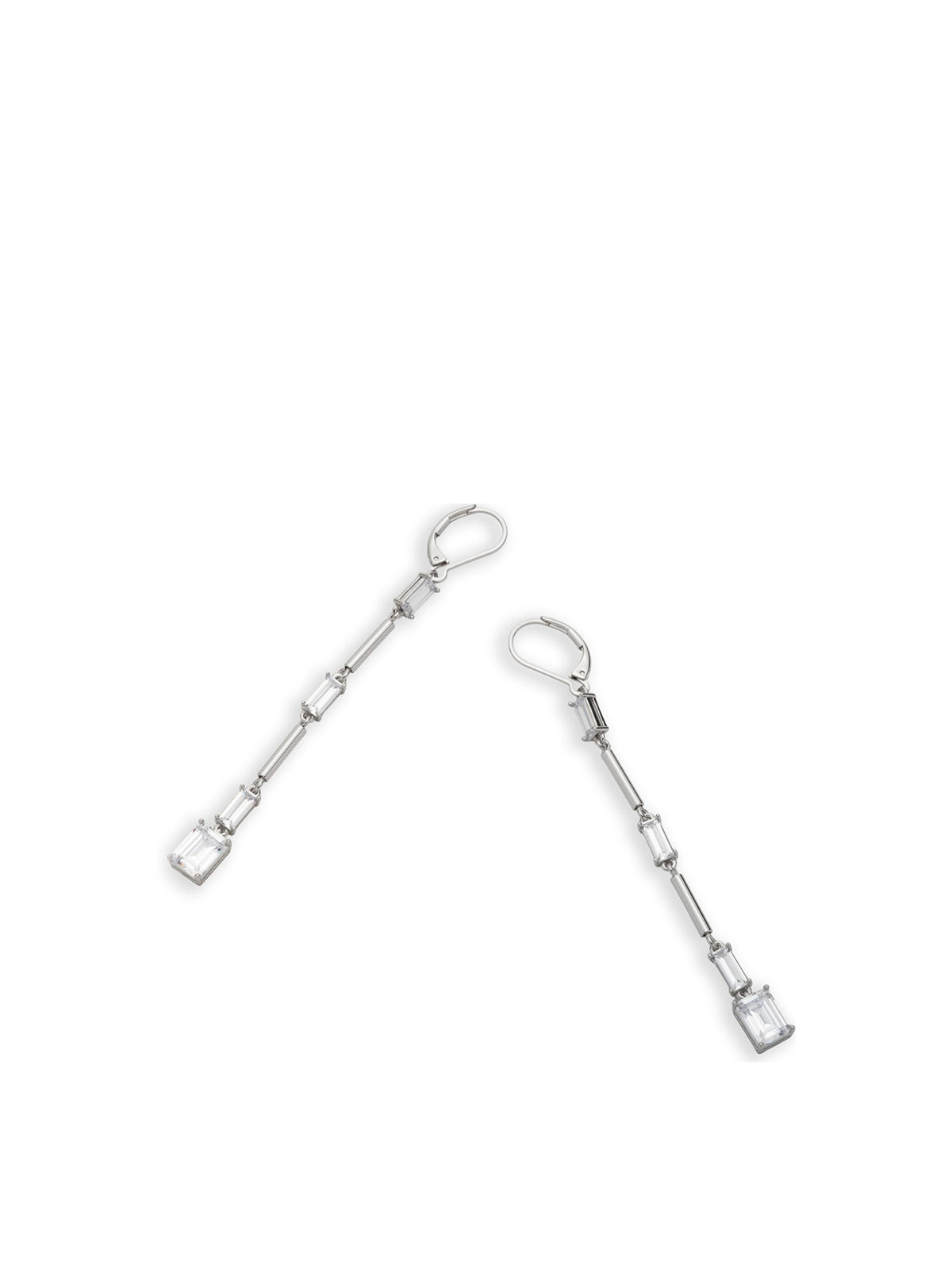 Cubic Zirconia Station Linear Drop Earrings