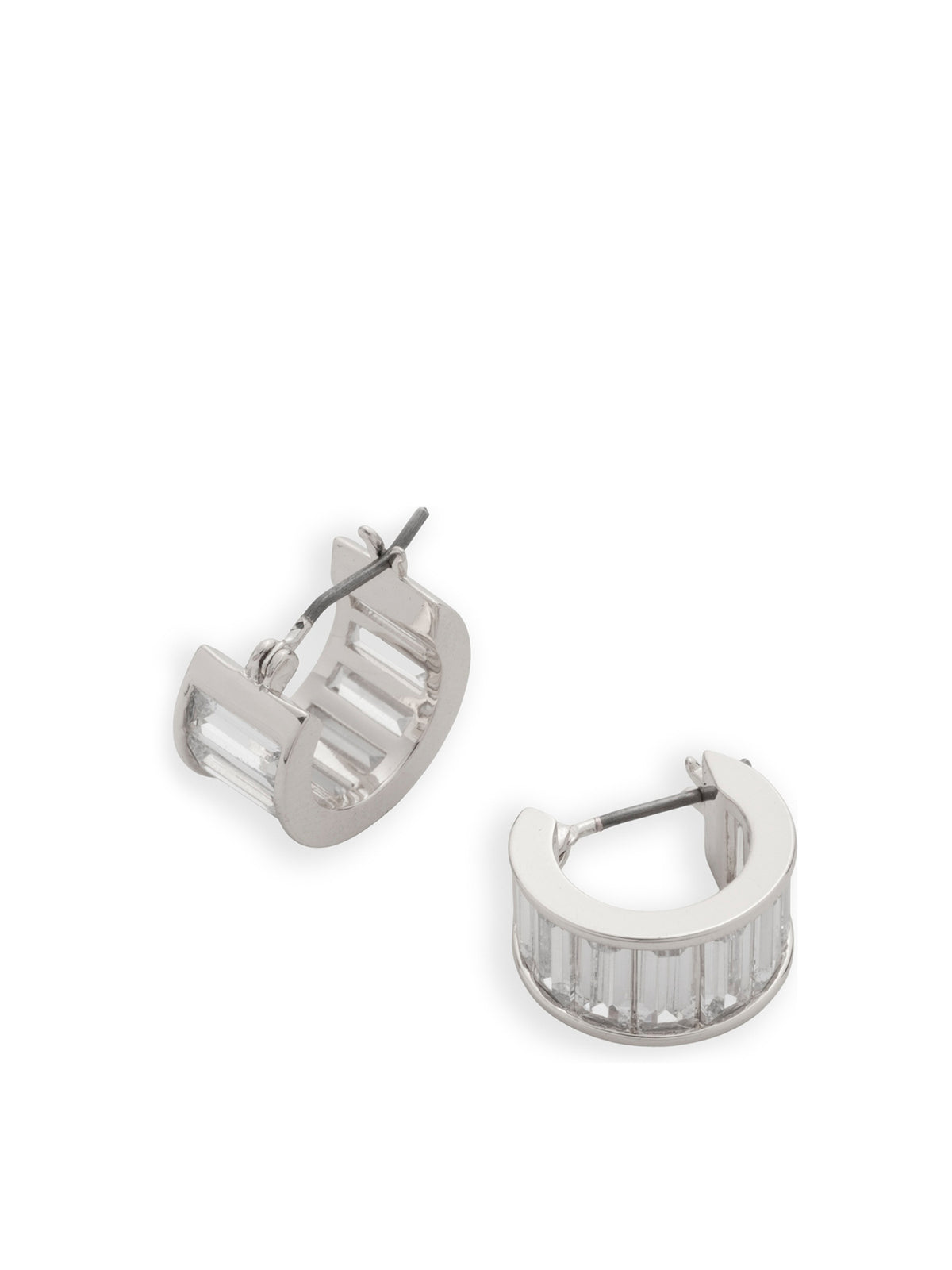 Cubic Zirconia Baguette Hoop Earrings