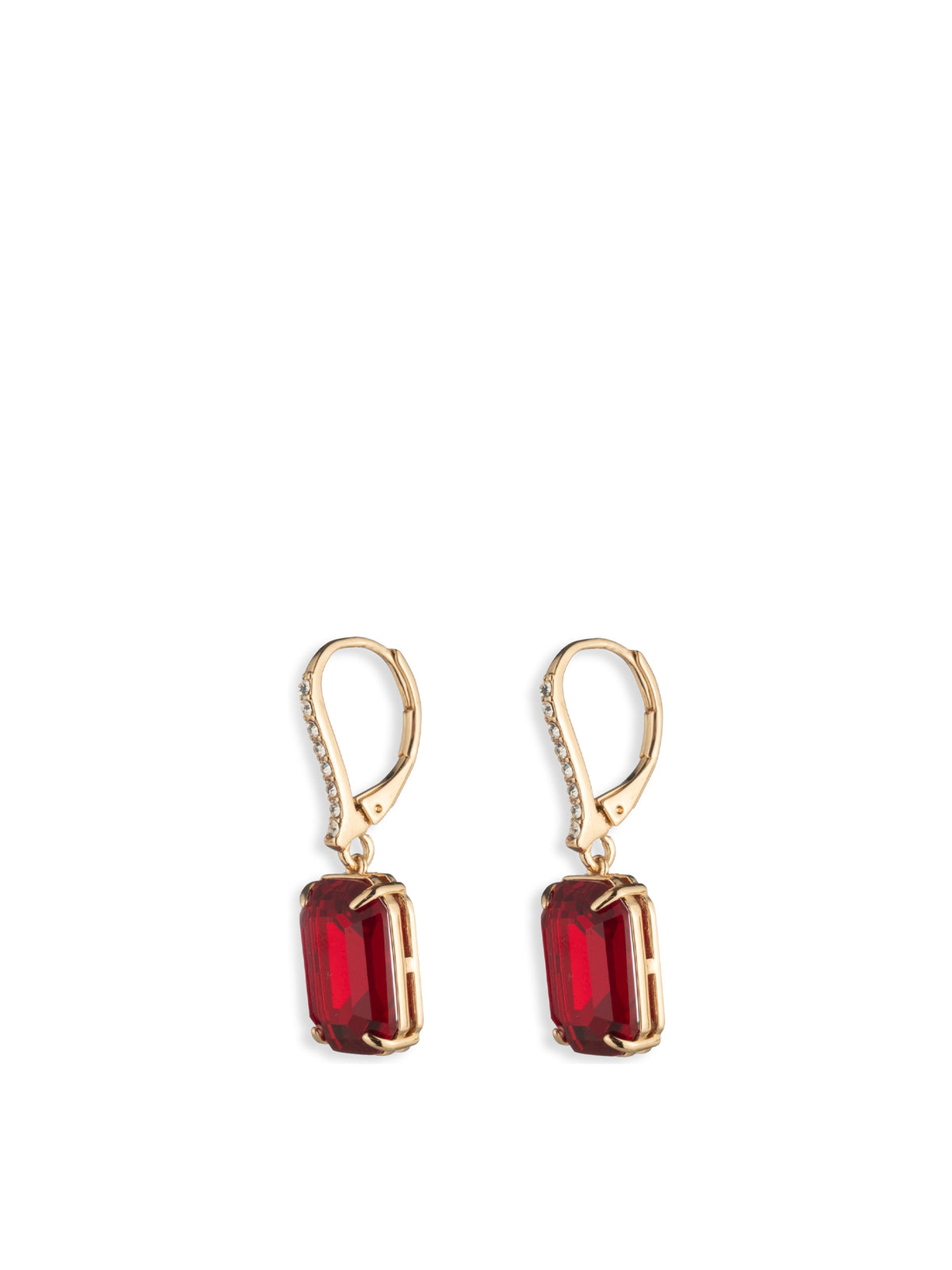Stone Drop Hoop Earrings