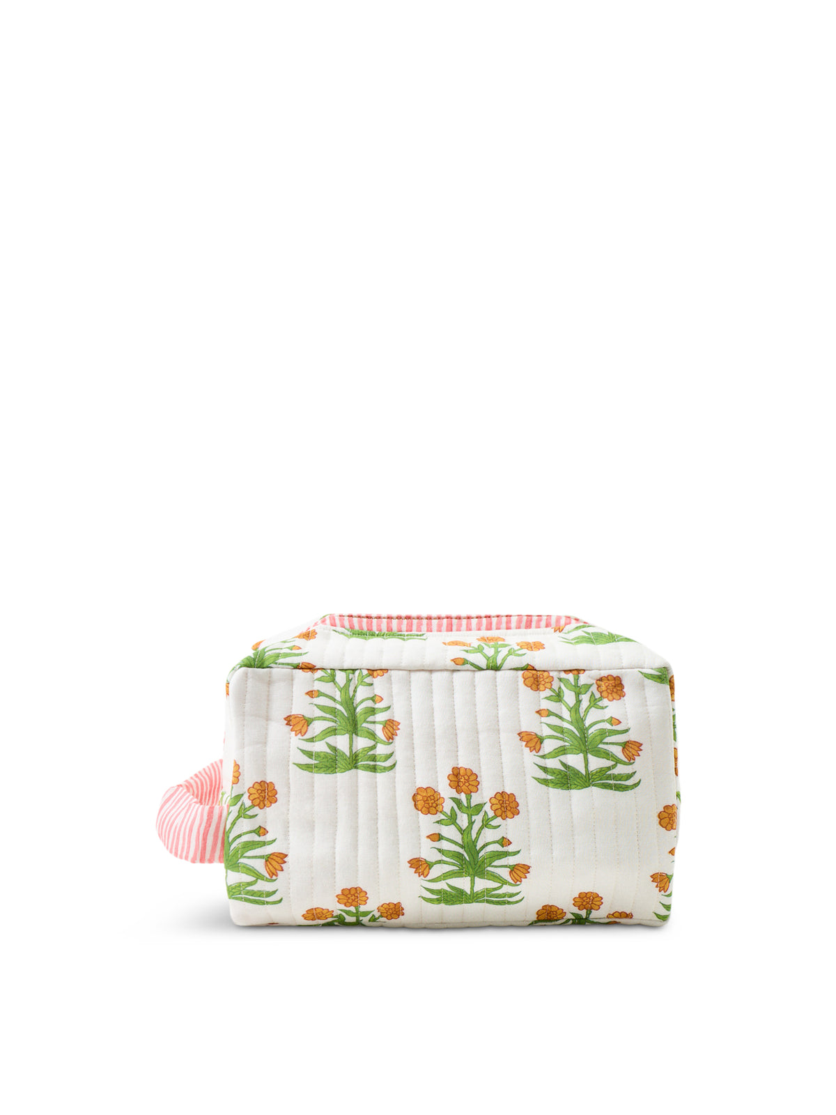 Organic Cotton Marigold Check Washbag - Pink