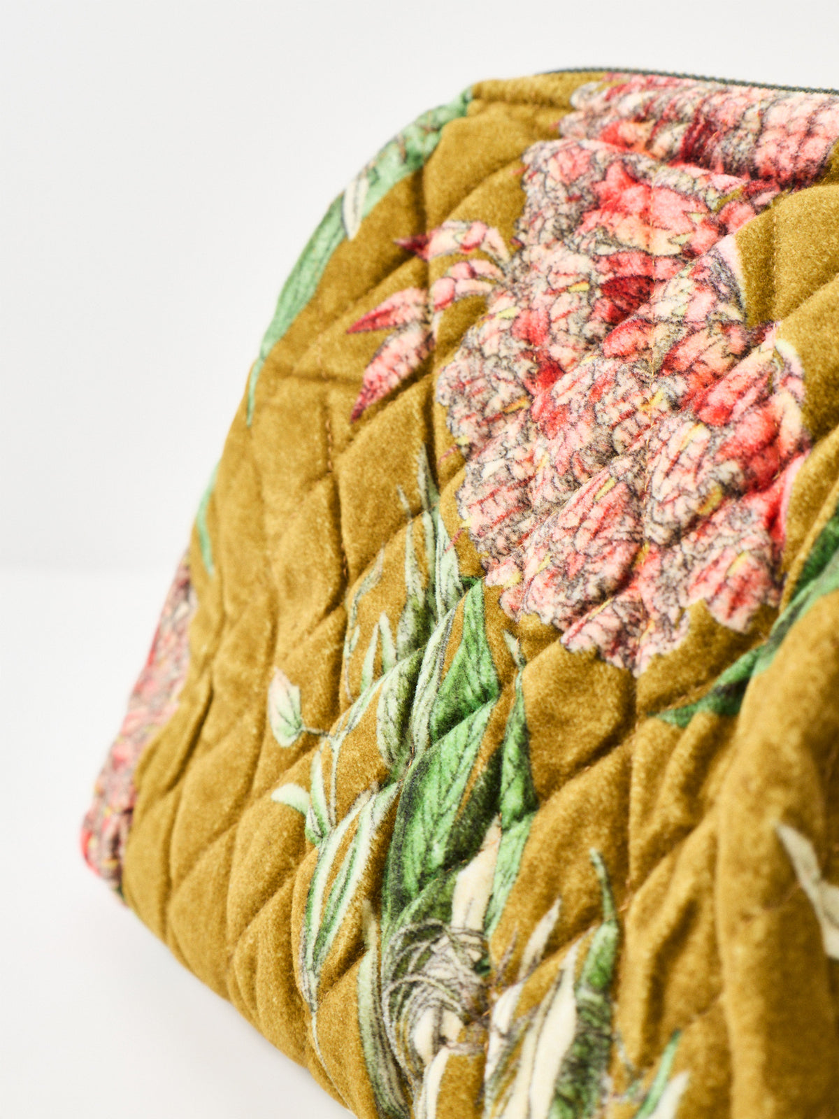 Organic Cotton Velvet Rhodoleia Pouch - Gold