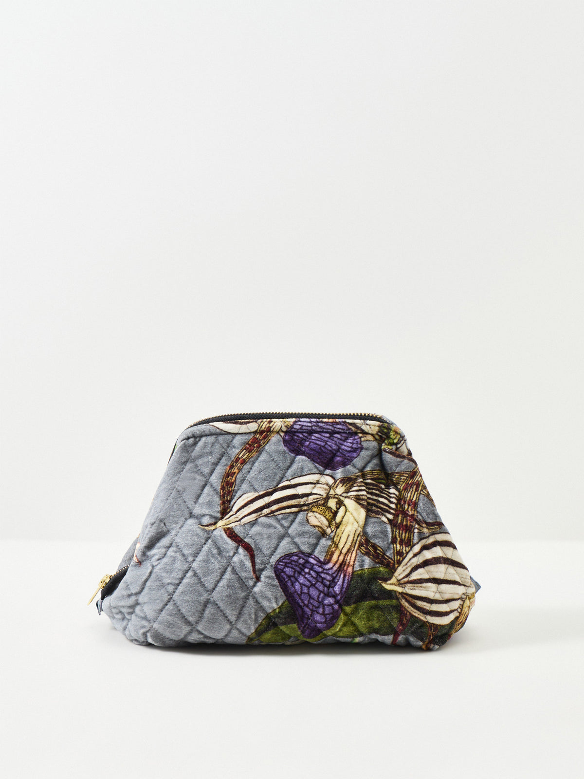 Organic Cotton Velvet Orchid Pouch - Grey
