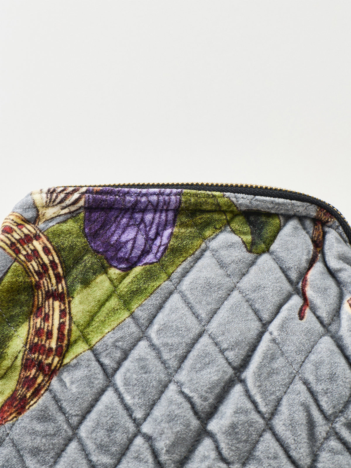 Organic Cotton Velvet Orchid Pouch - Grey