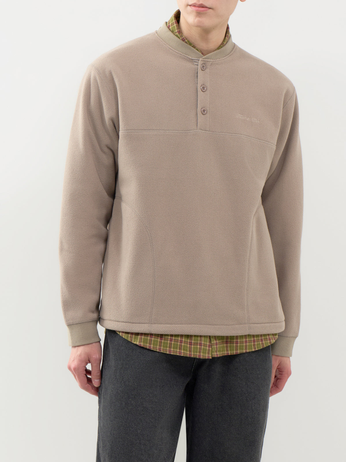 Fleece Waffle Button Anorak