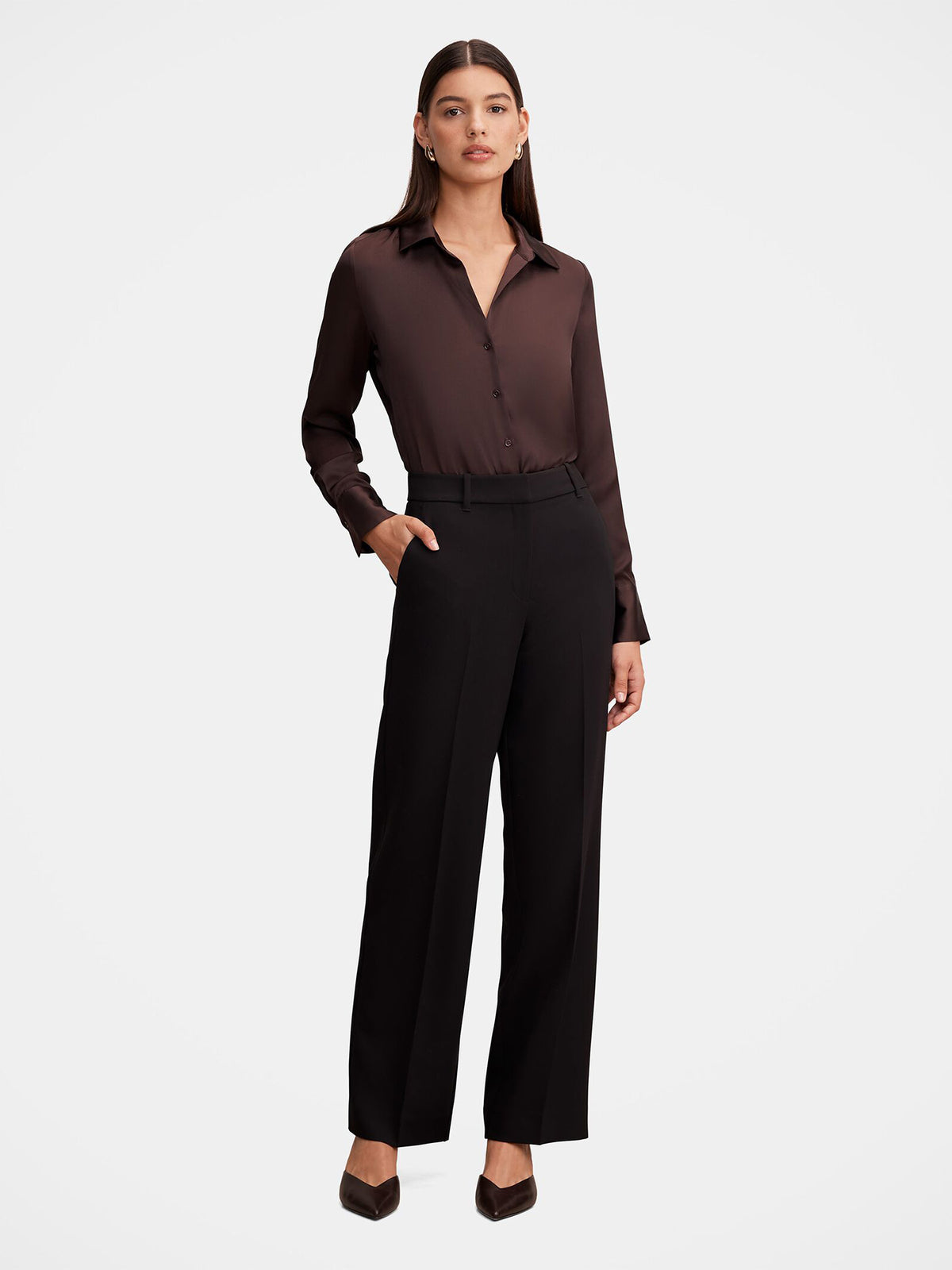 Harvey Notched Neck Satin Shirt