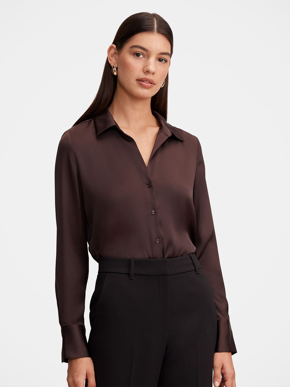 Harvey Notched Neck Satin Shirt