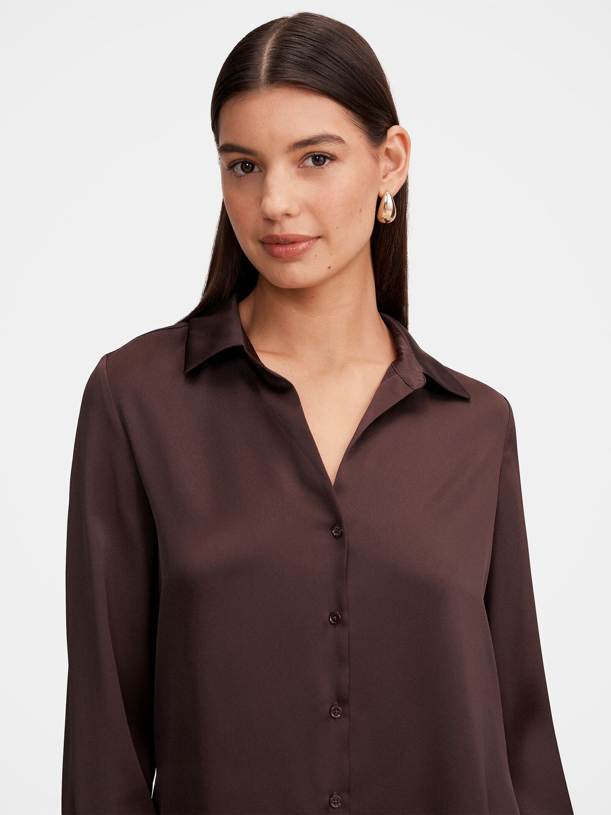 Harvey Notched Neck Satin Shirt