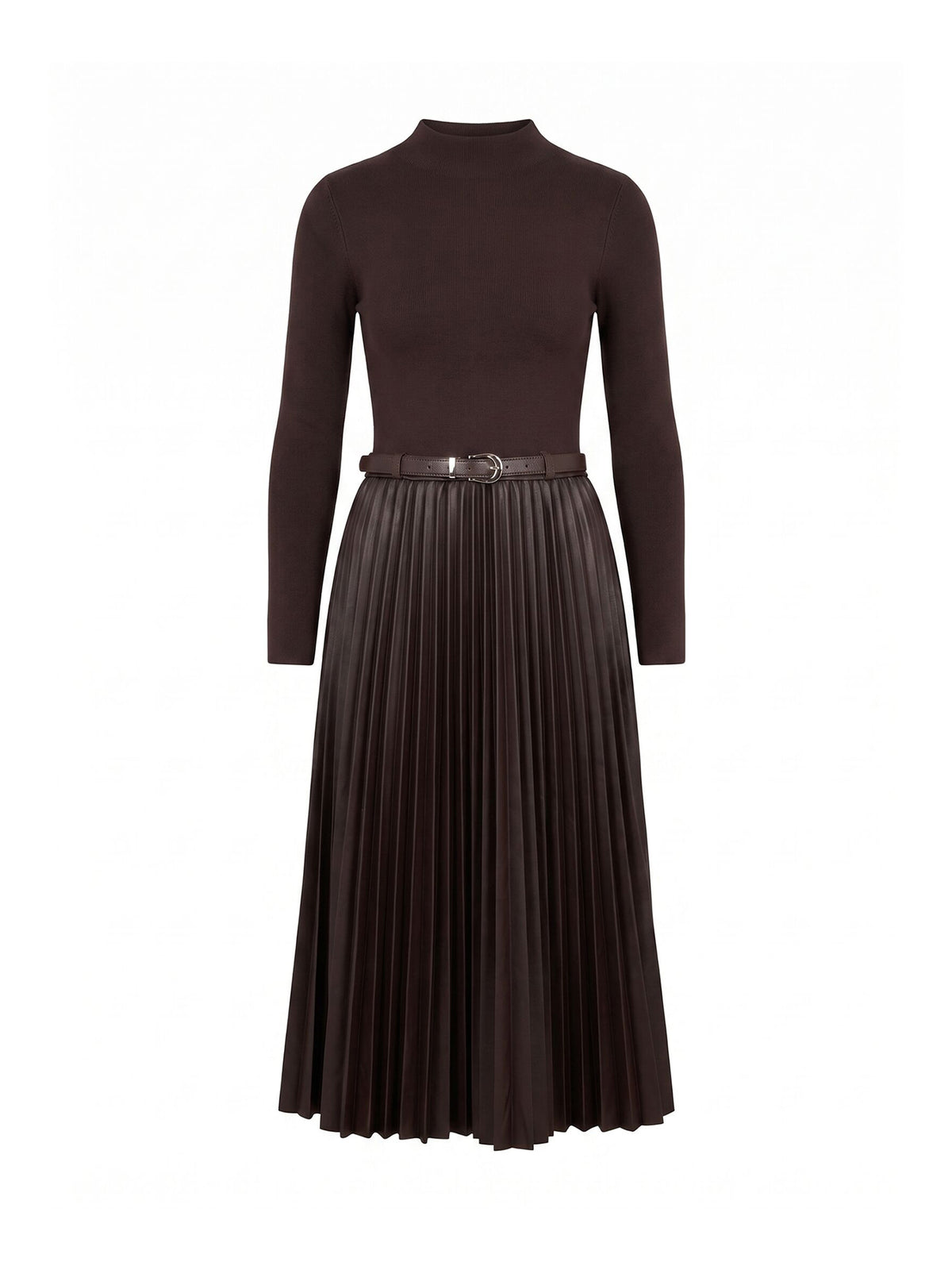 Gianna Vegan Leather Pleated Midi Dress