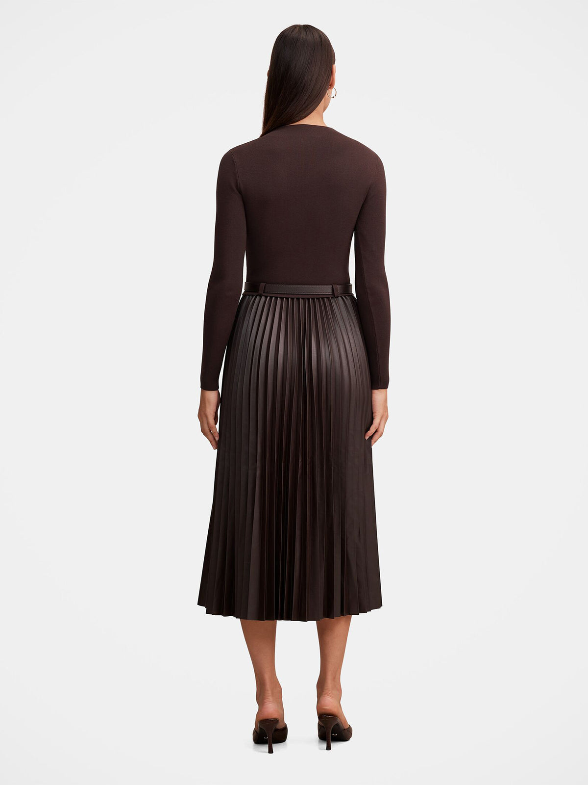 Gianna Vegan Leather Pleated Midi Dress