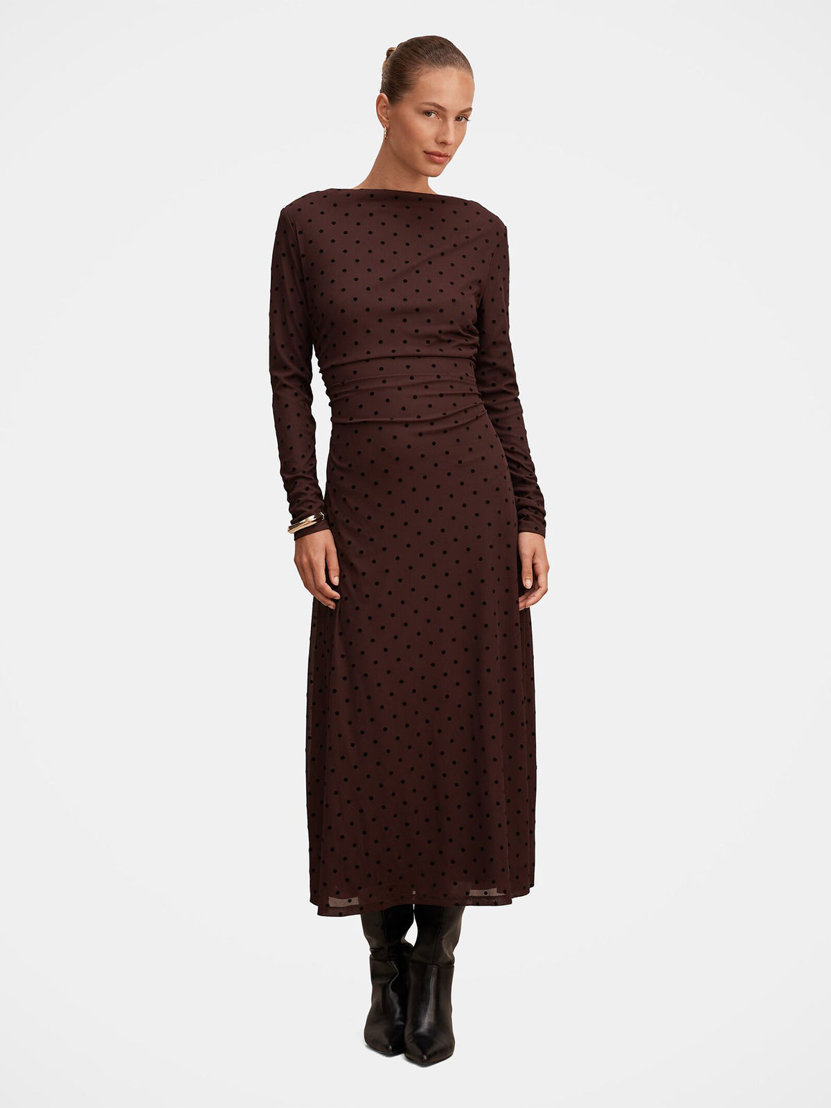 Bonnie Spot Mesh Midi Dress