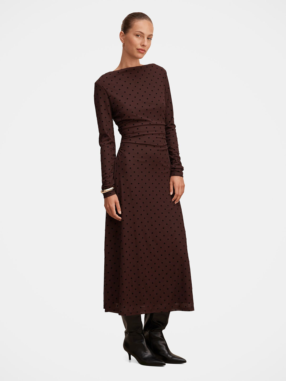 Bonnie Spot Mesh Midi Dress