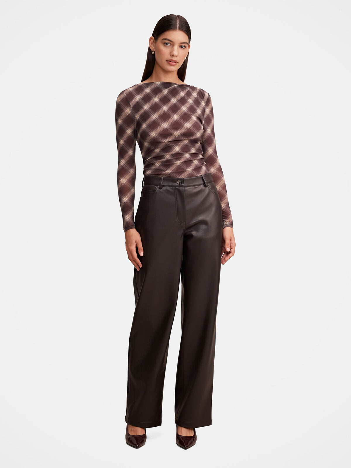 Cara Faux Leather Barrel Leg Trousers